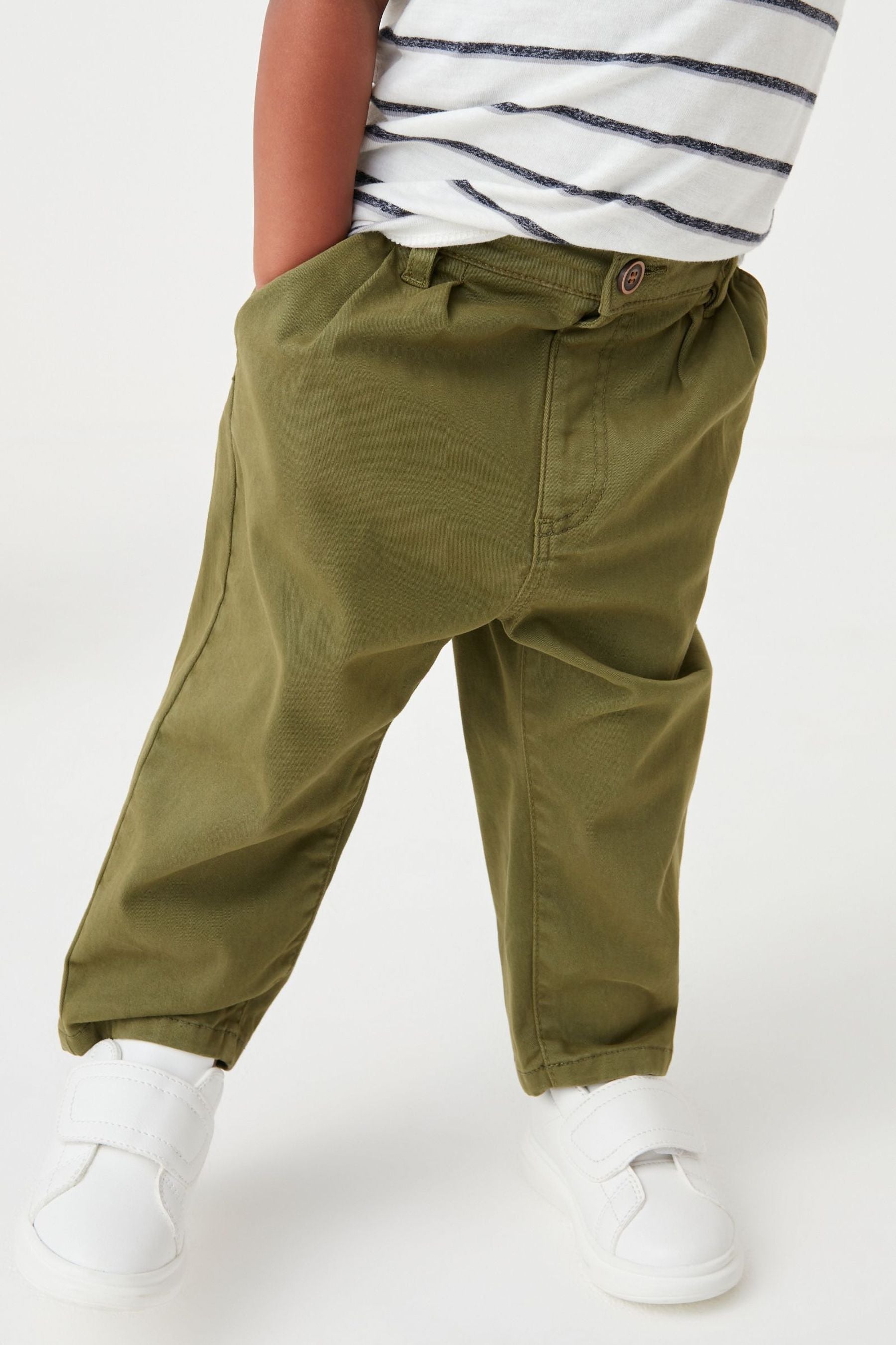 Khaki Green Pleat Front Chino Trousers (3mths-7yrs)