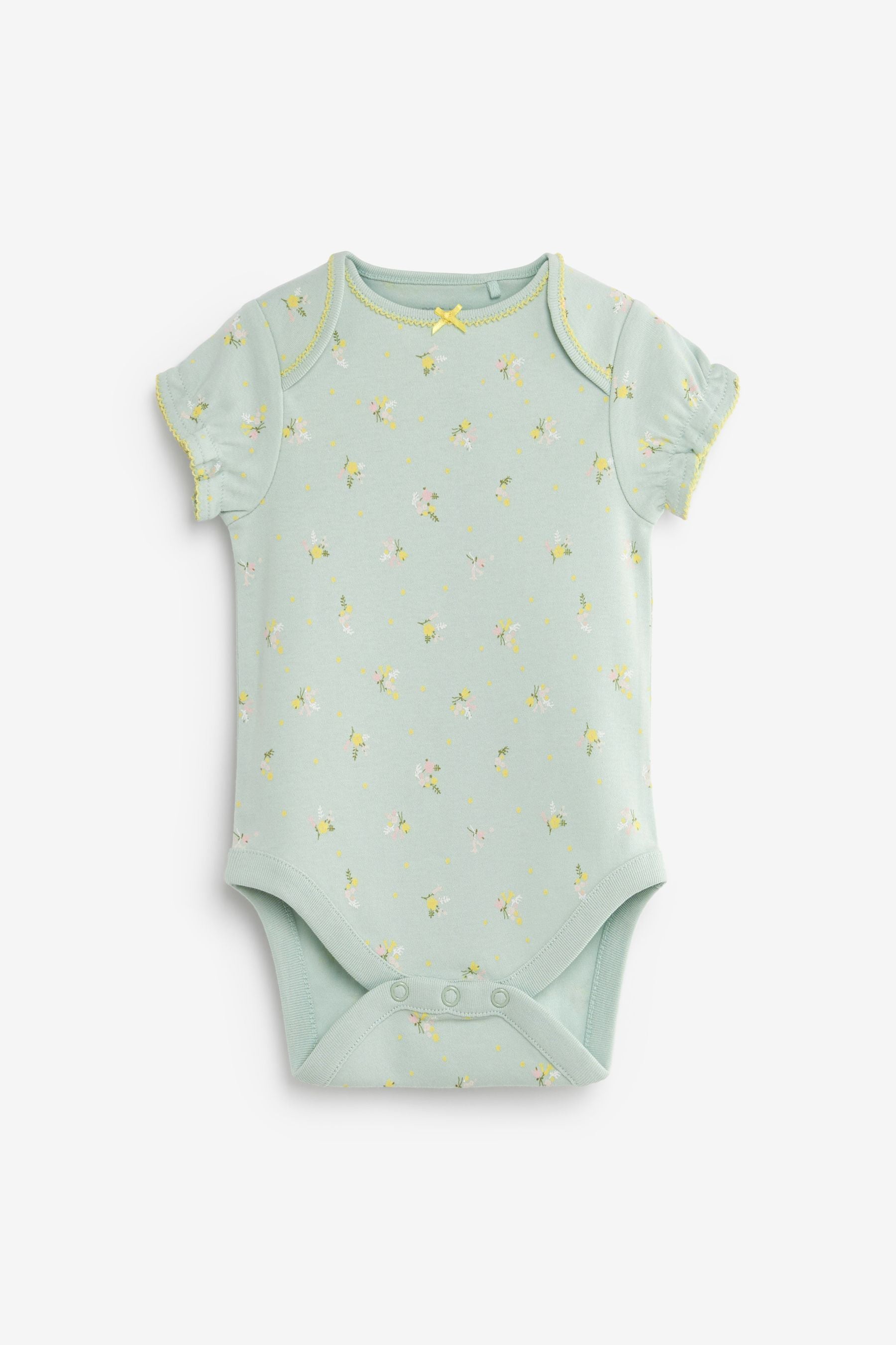 Lemon Yellow 5 Pack Short Sleeve Baby Bodysuits (0mths-3yrs)