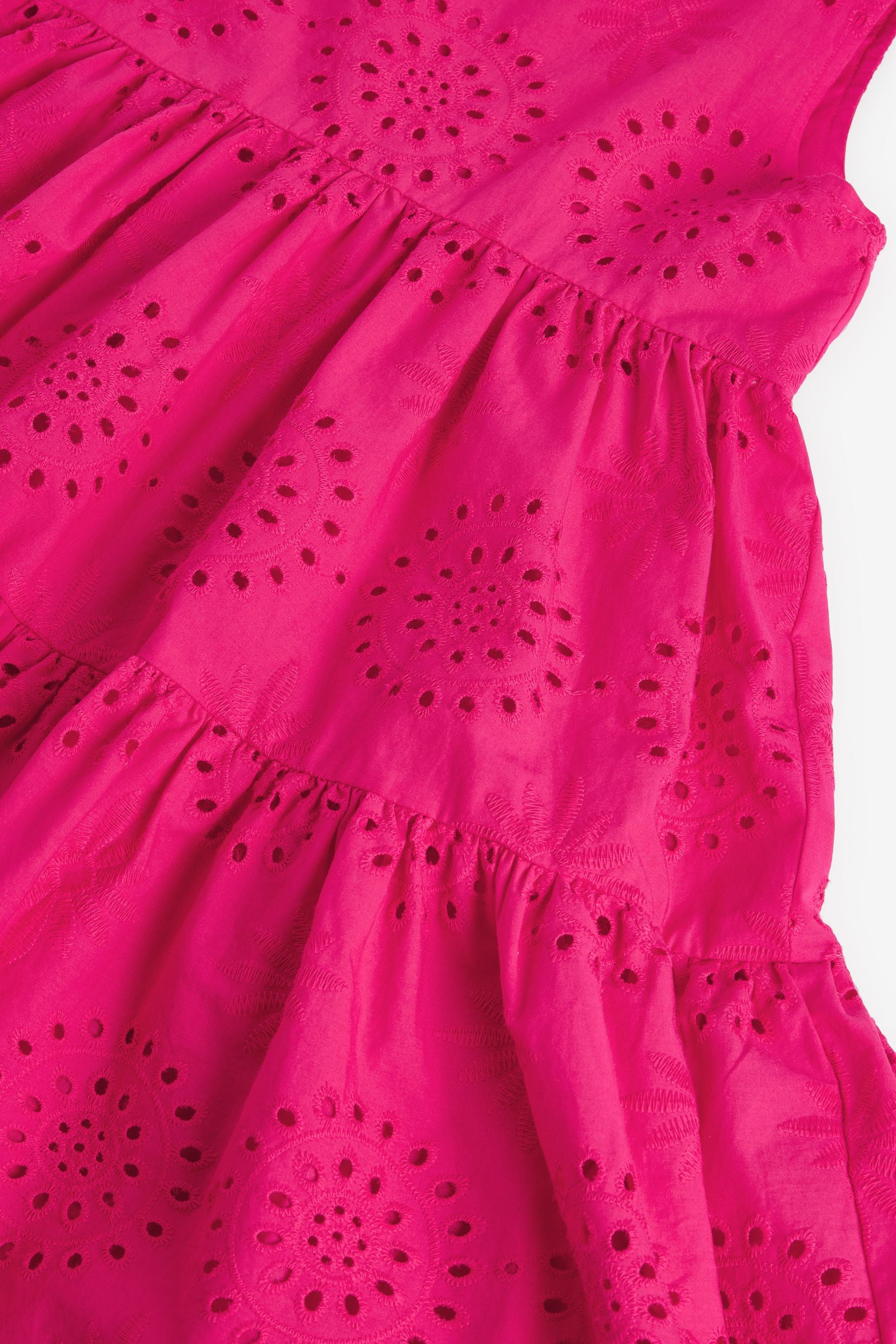 Pink Tiered Broderie Dress (3-16yrs)