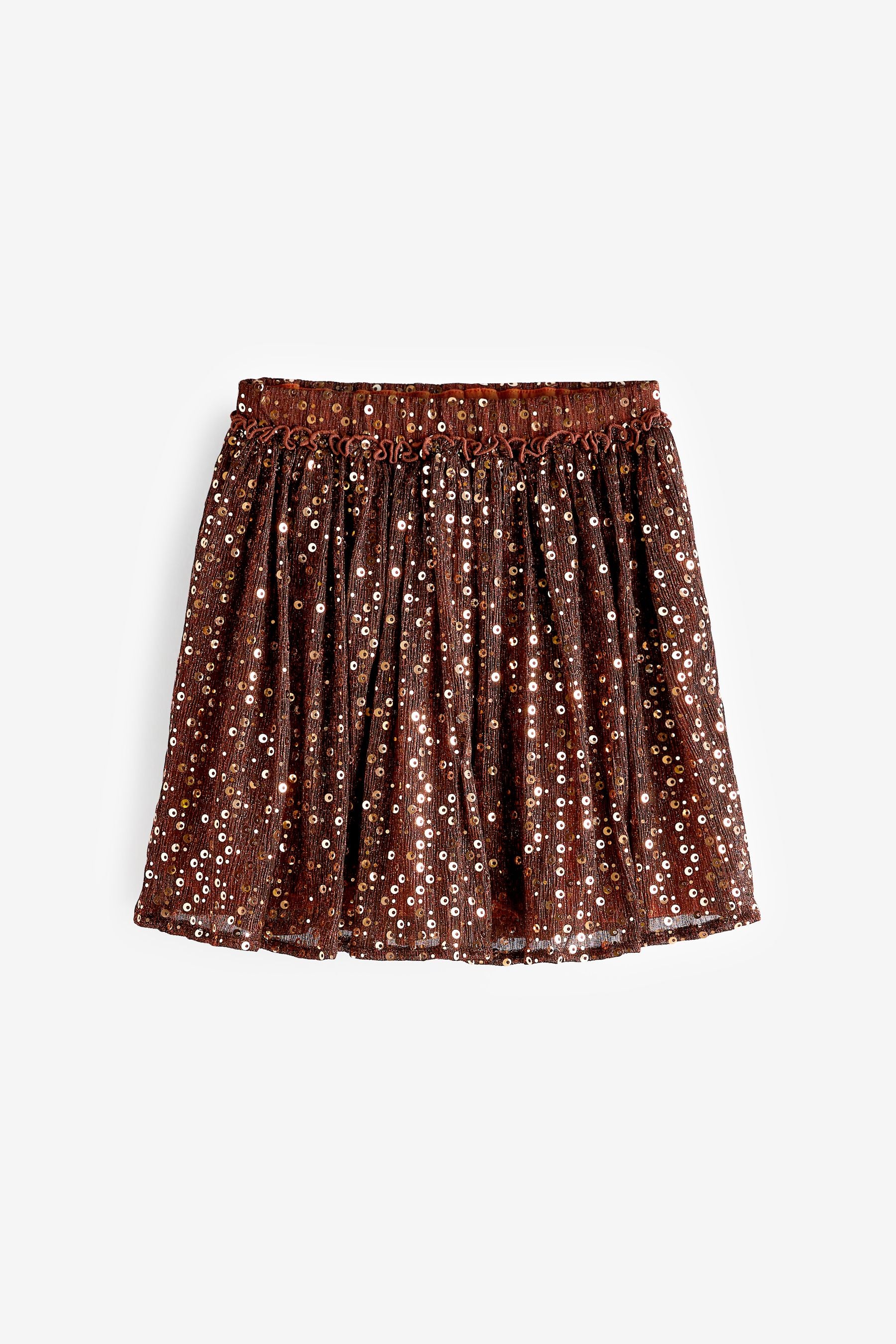 Bronze Sequin Sequin Foil Sparkle Party Skirt (3-16yrs)