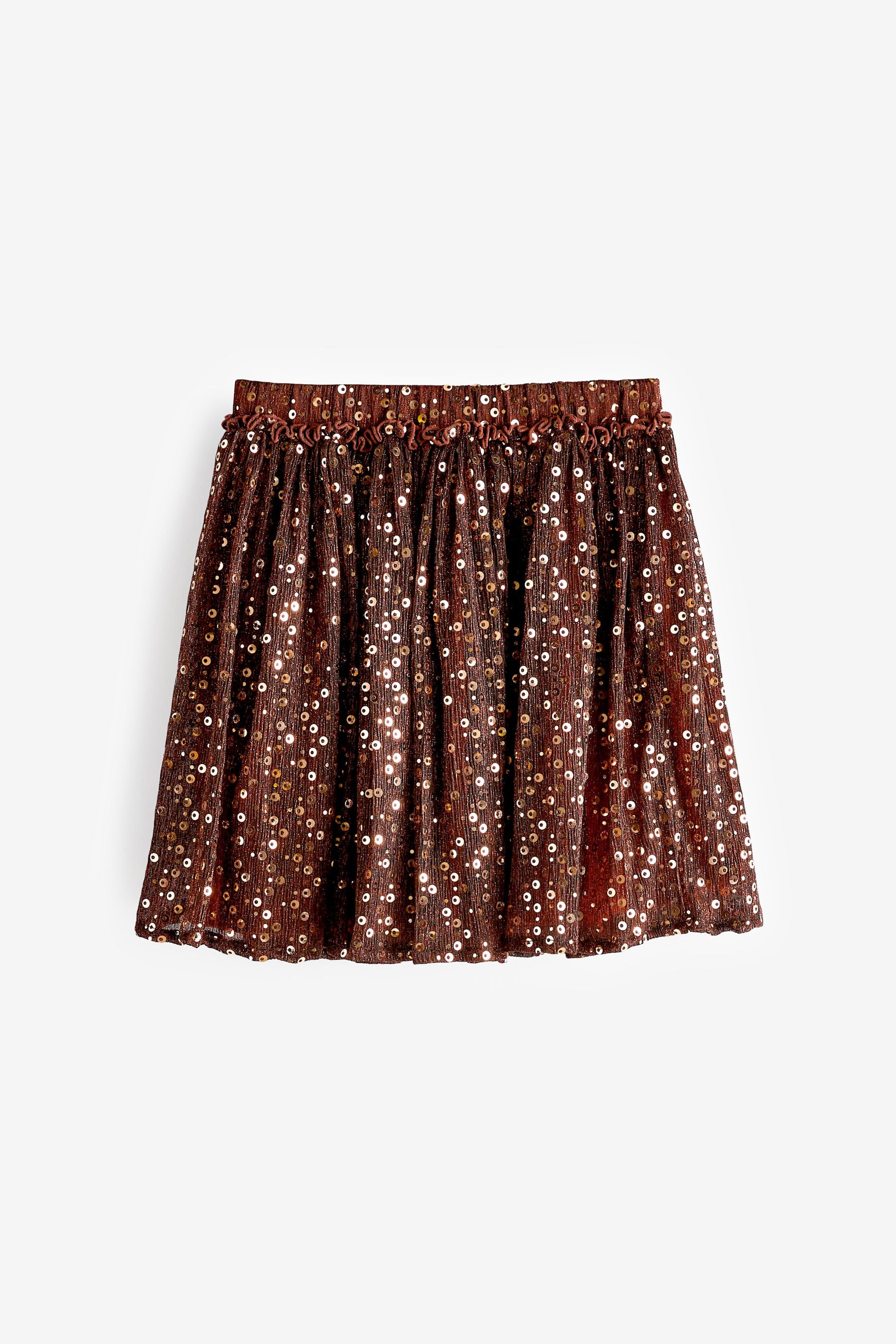 Bronze Sequin Sequin Foil Sparkle Party Skirt (3-16yrs)