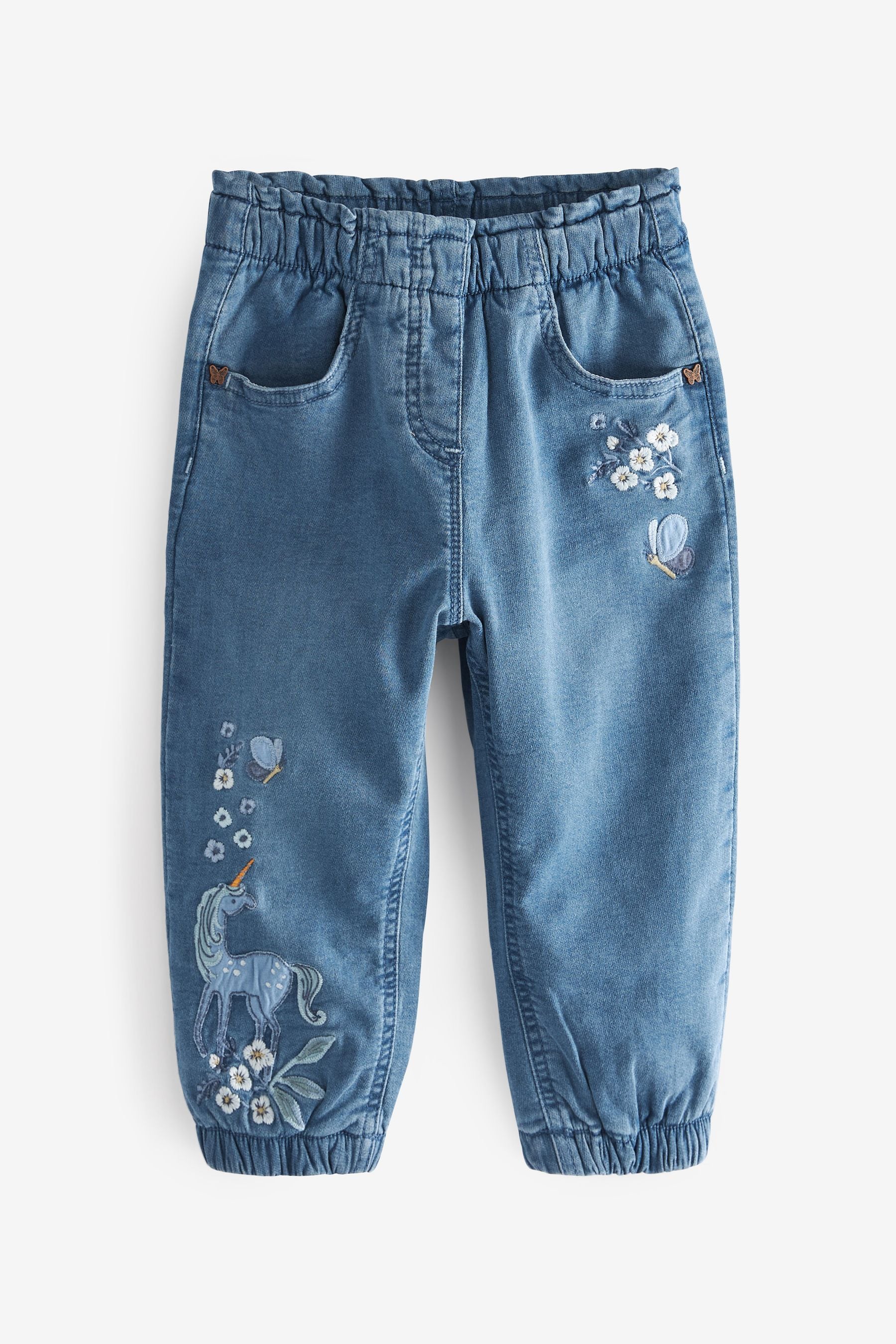 Denim Dark Wash Unicorn Lined Jogger Jeans (3mths-7yrs)