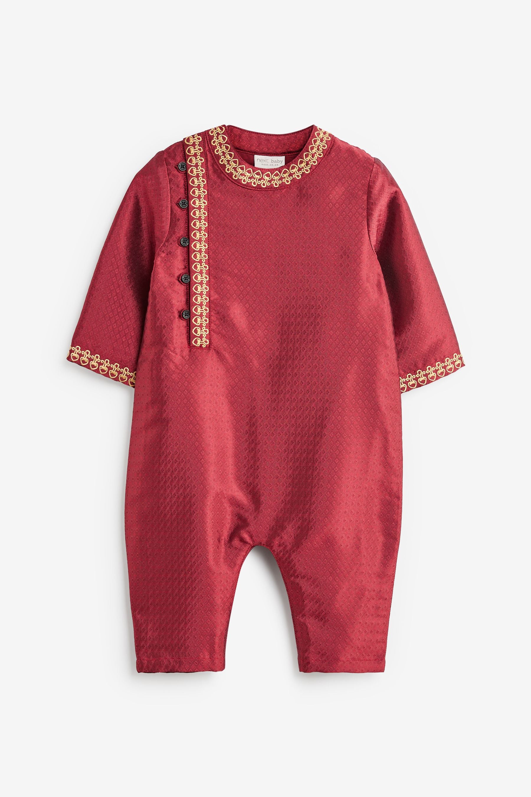 Red Baby Embroidered Occasion Romper (0mths-2yrs)