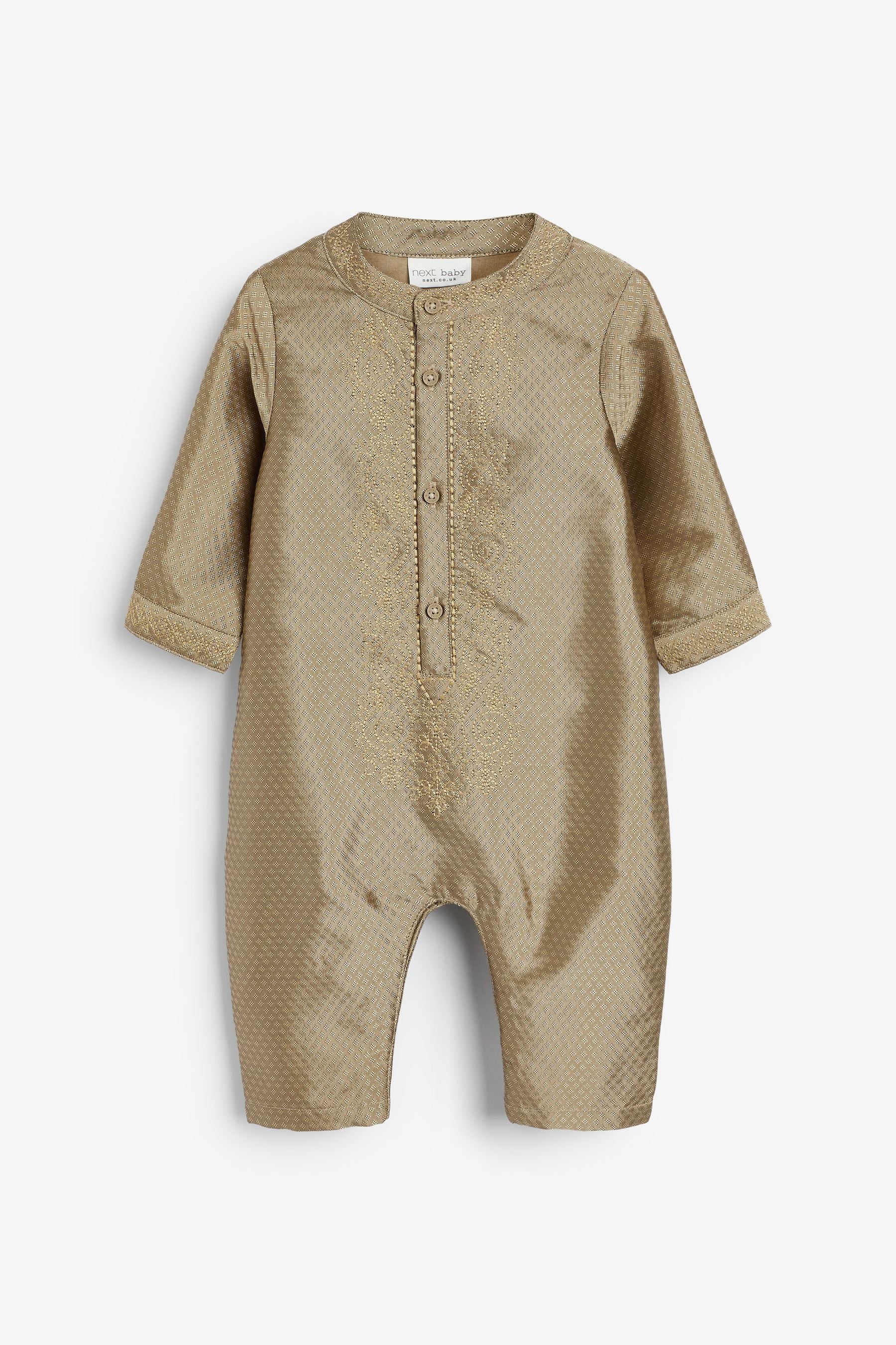 Gold Baby Embroidered Occasion Romper (0mths-2yrs)