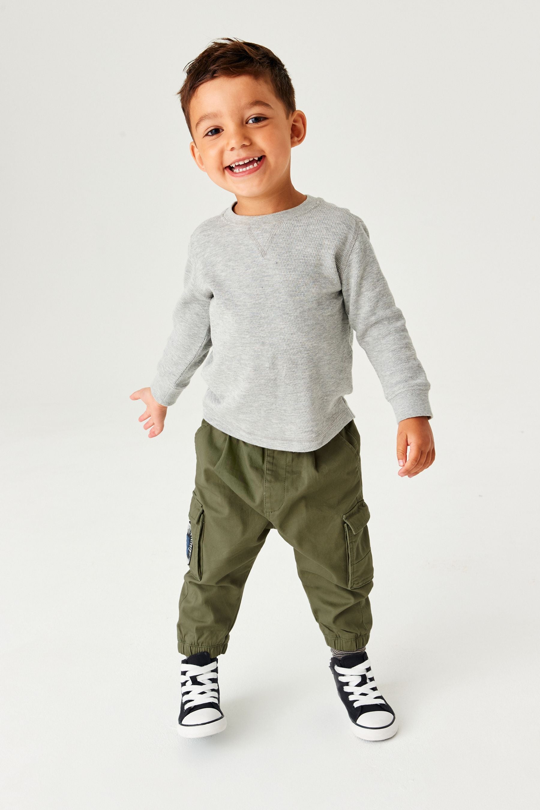 Khaki Green Kawaii Cargo Trousers (3mths-7yrs)