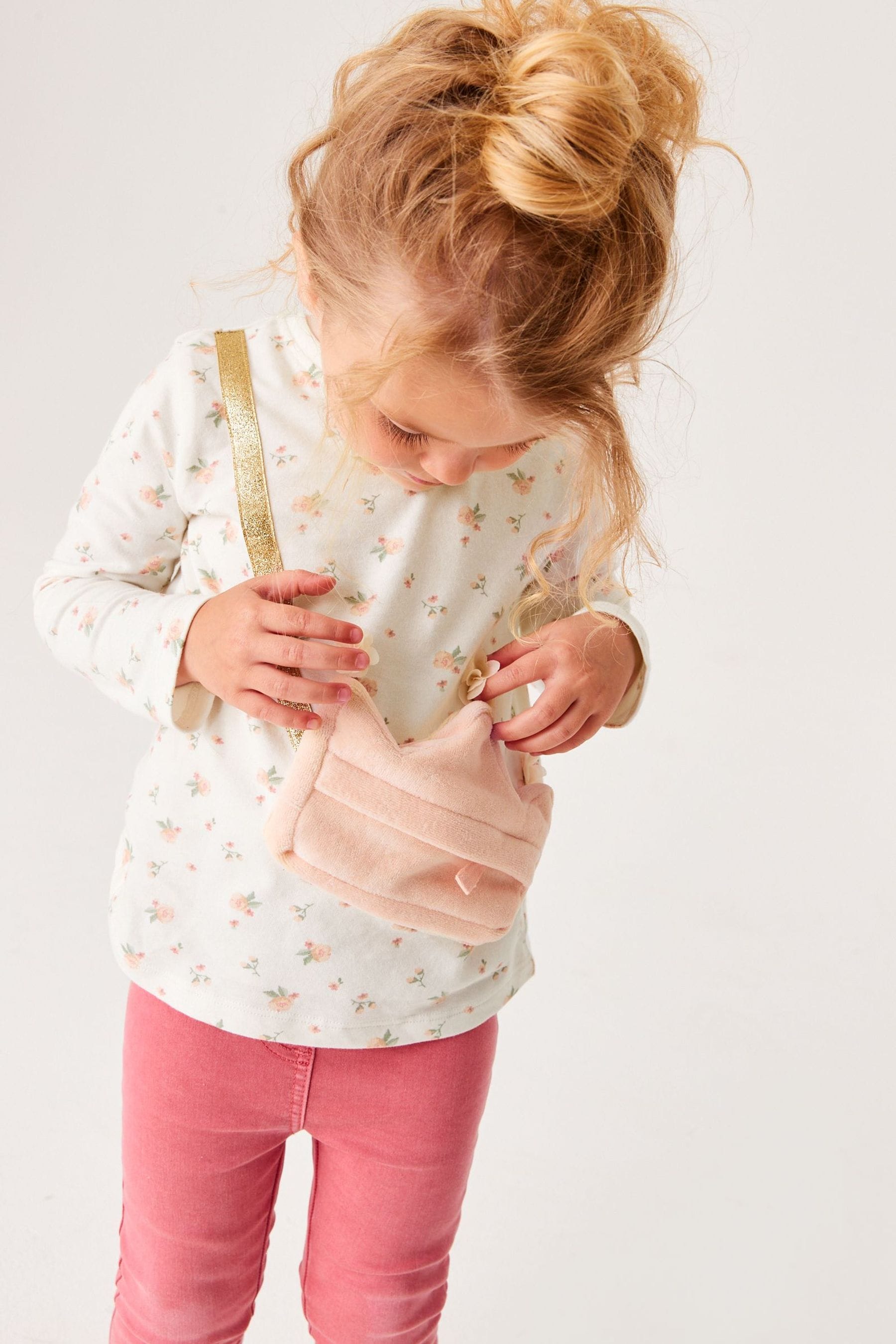 Cream Crown Long Sleeve Bag T-Shirt (3mths-7yrs)