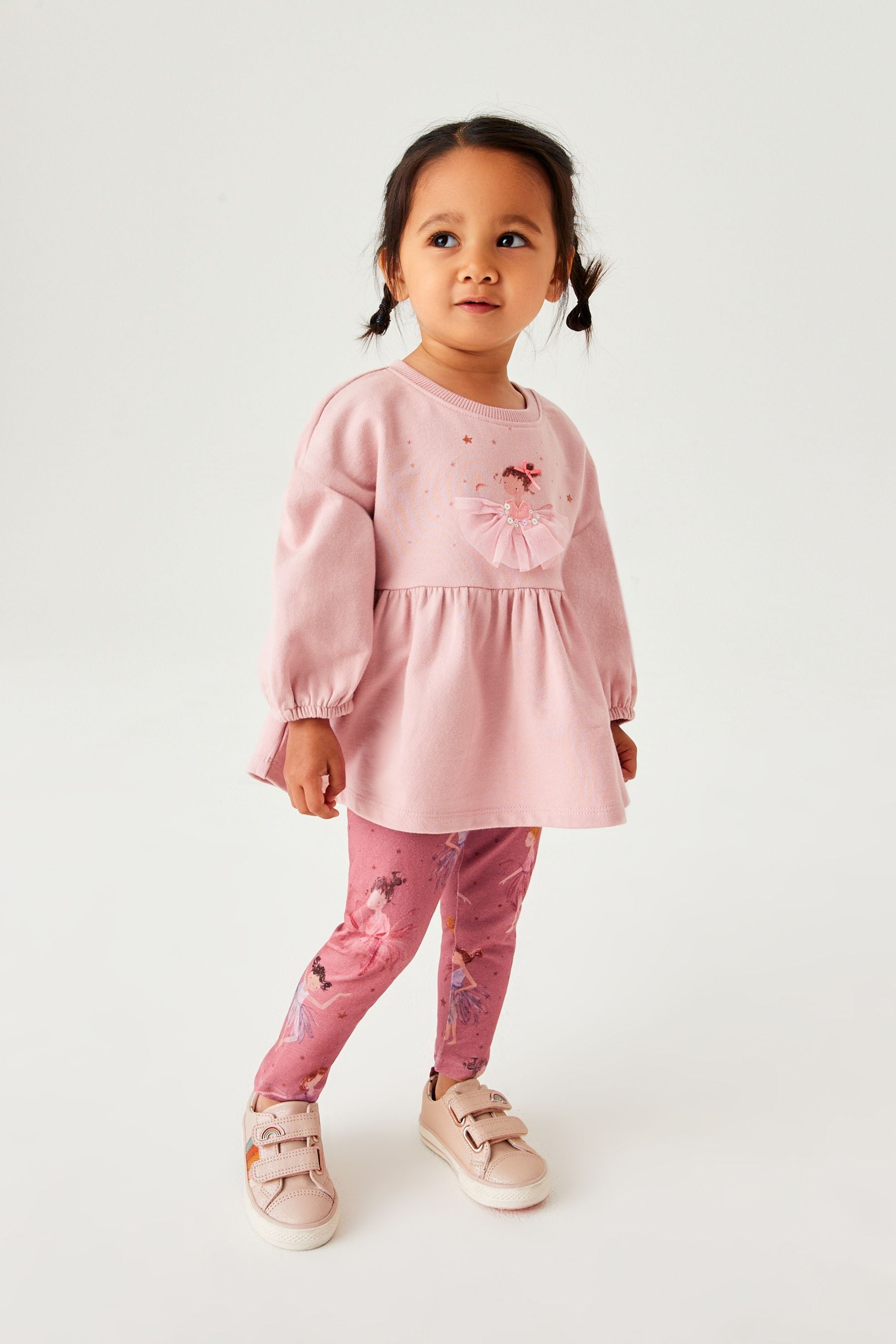 Mid Pink Long Sleeve Cotton Top and Legging Set (3mths-7yrs)