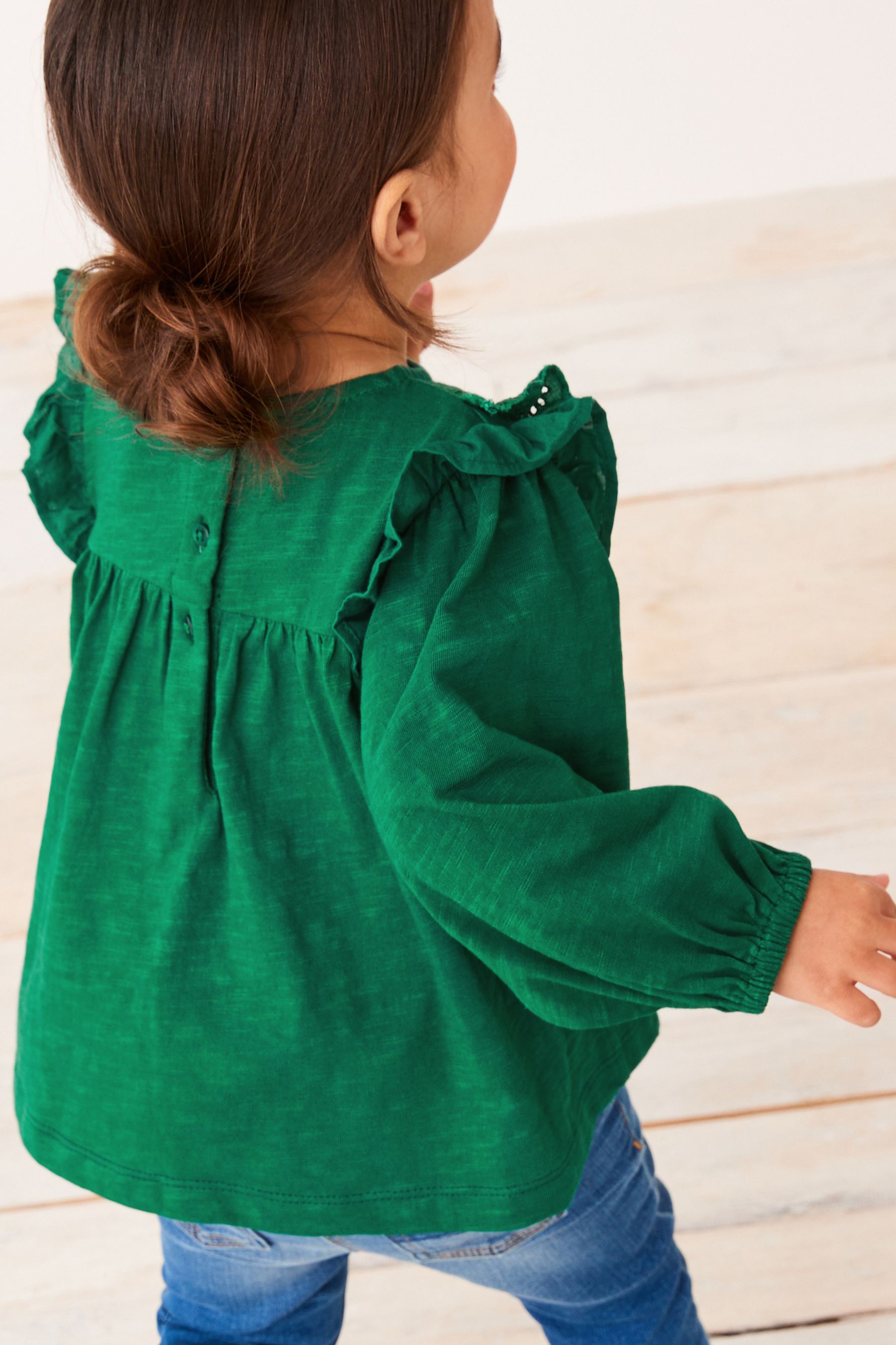 Green Lace Trim Cotton Blouse (3mths-7yrs)