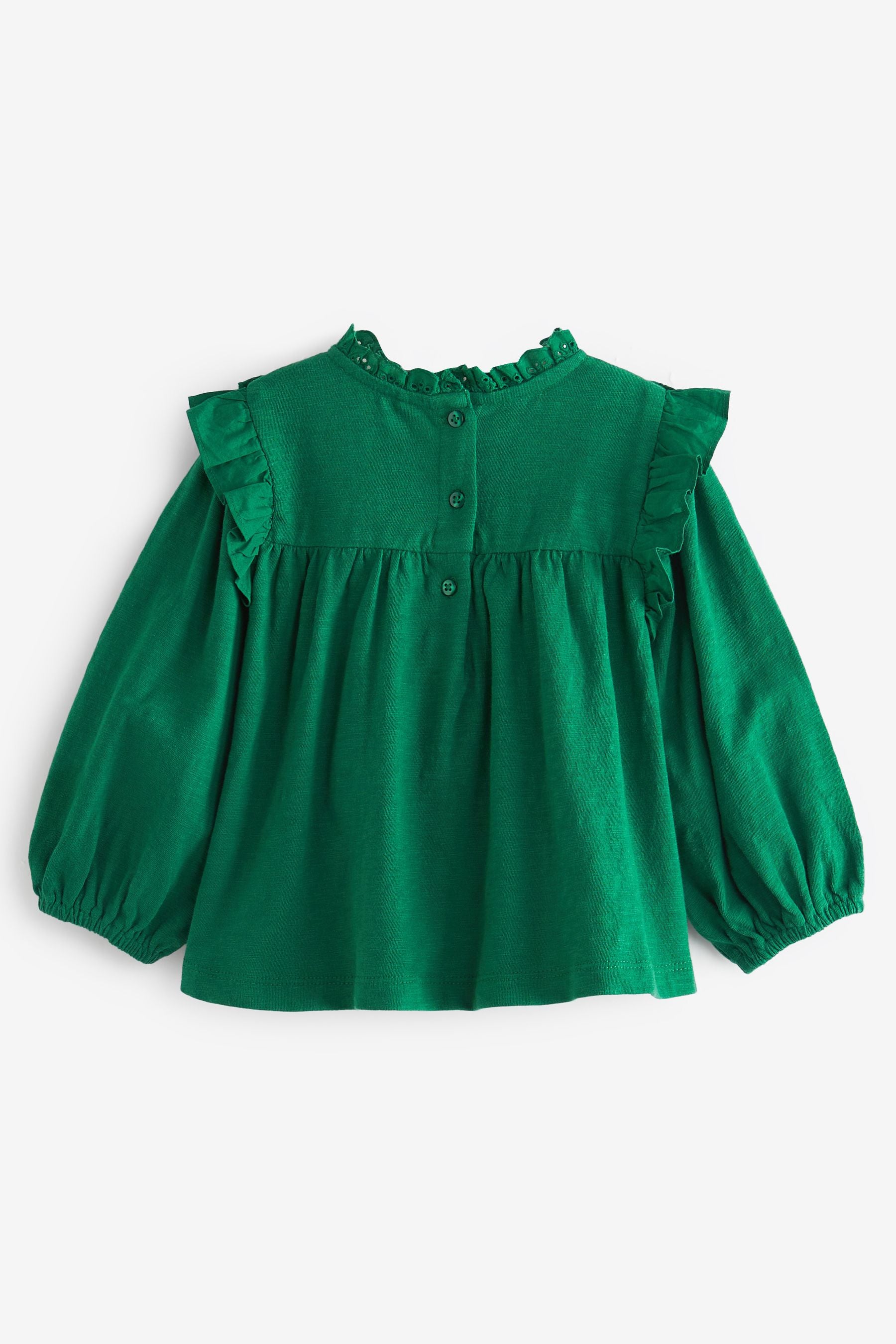 Green Lace Trim Cotton Blouse (3mths-7yrs)