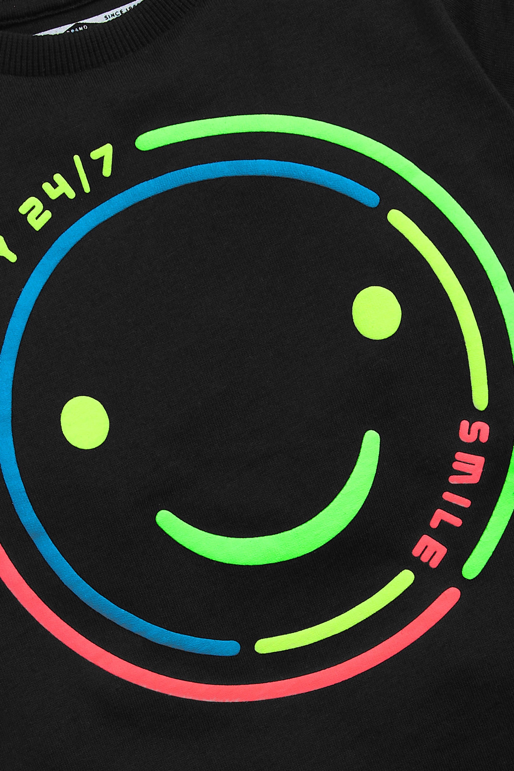 Black/Neon Happy Smile Short Sleeve Character T-Shirt (3mths-7yrs)