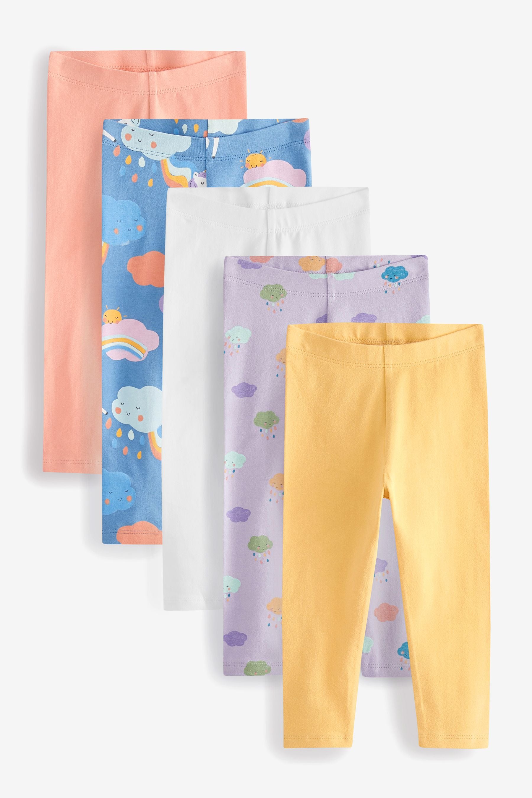 Blue/Yellow Unicorn 5 Pack Printed Leggings (3mths-7yrs)