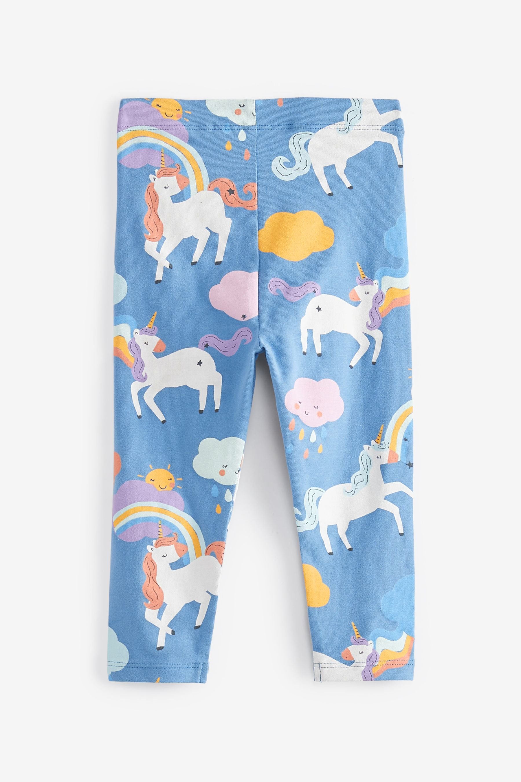 Blue/Yellow Unicorn 5 Pack Printed Leggings (3mths-7yrs)