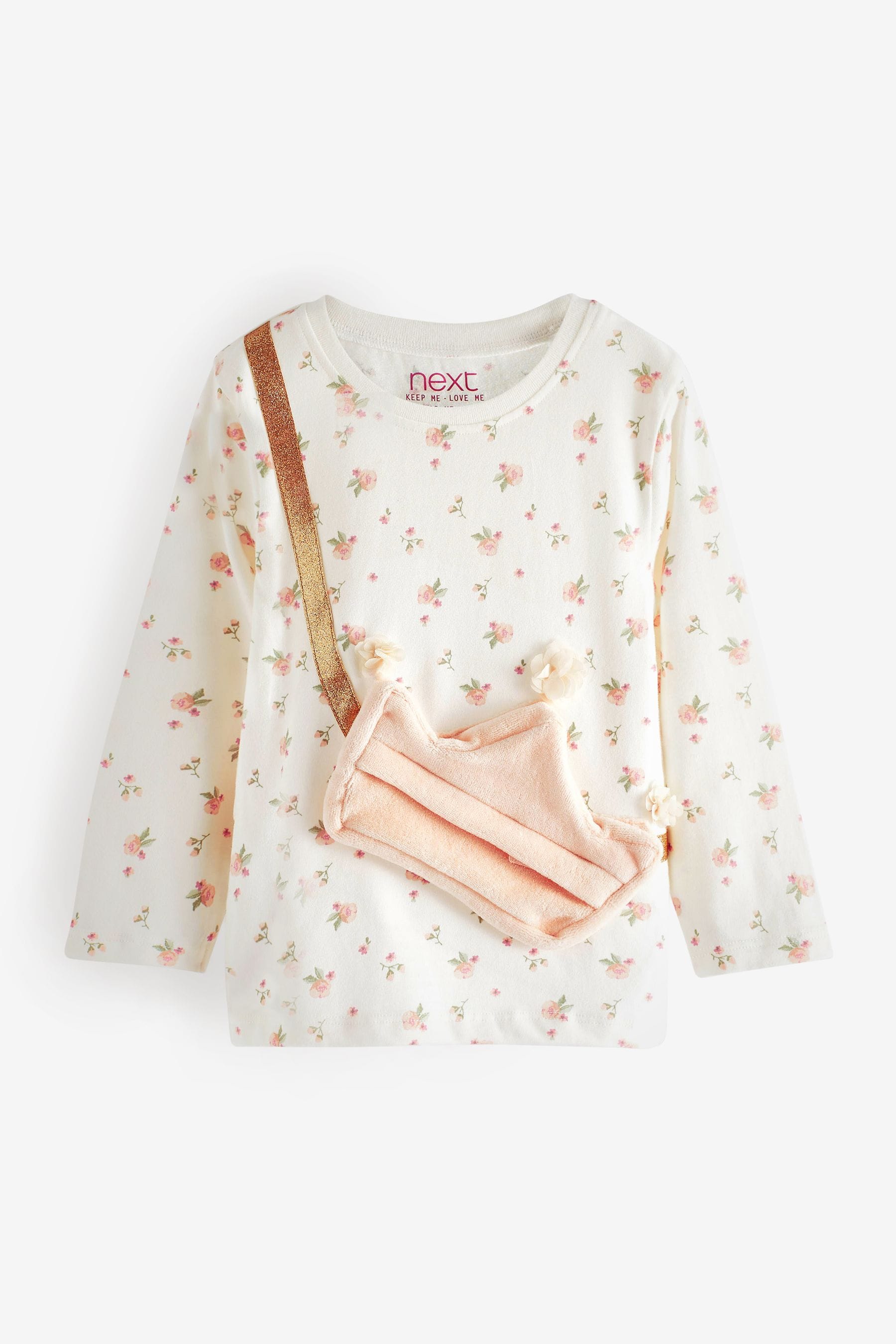 Cream Crown Long Sleeve Bag T-Shirt (3mths-7yrs)