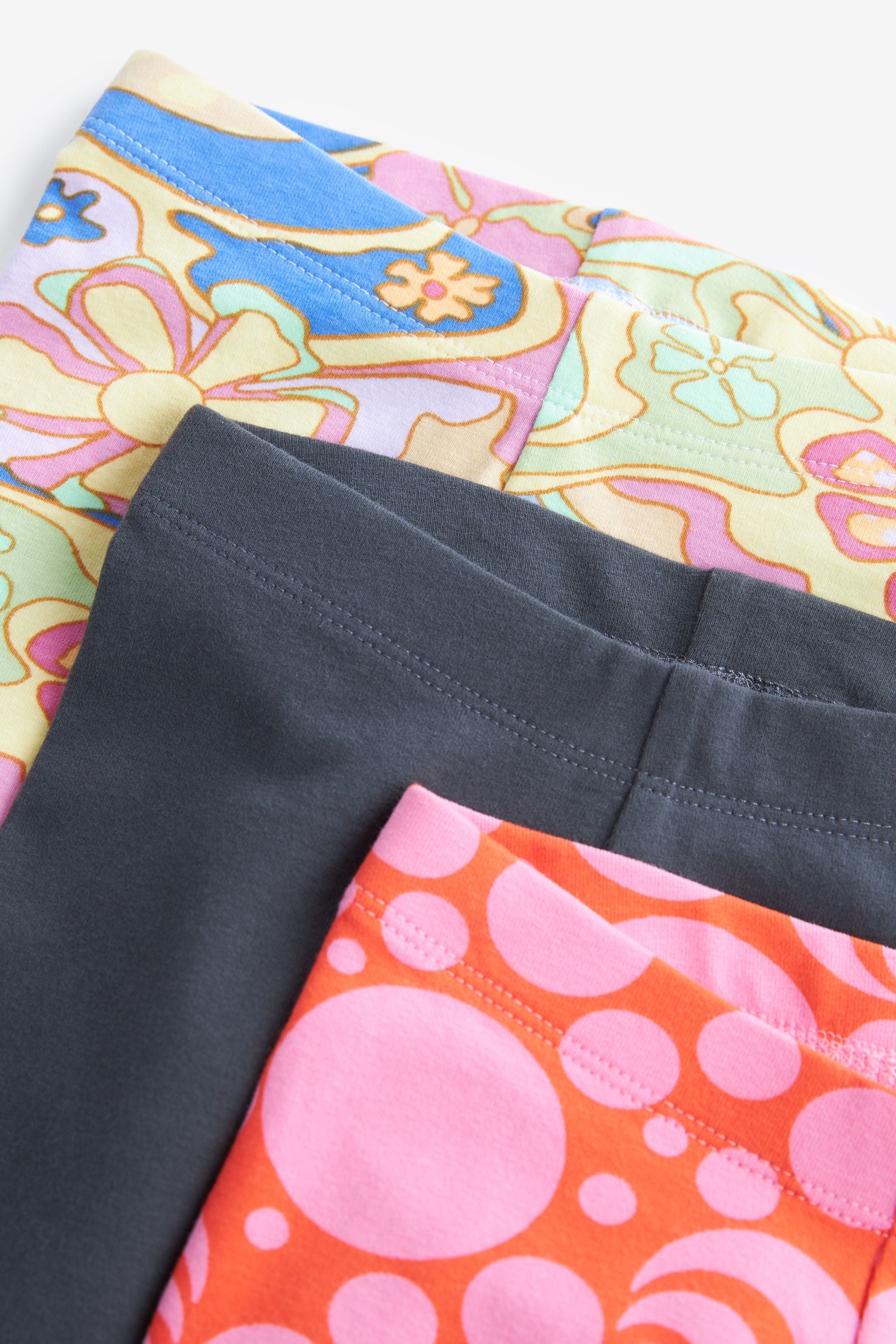 Pink/Black Retro 3 Pack Jersey Leggings (3mths-7yrs)