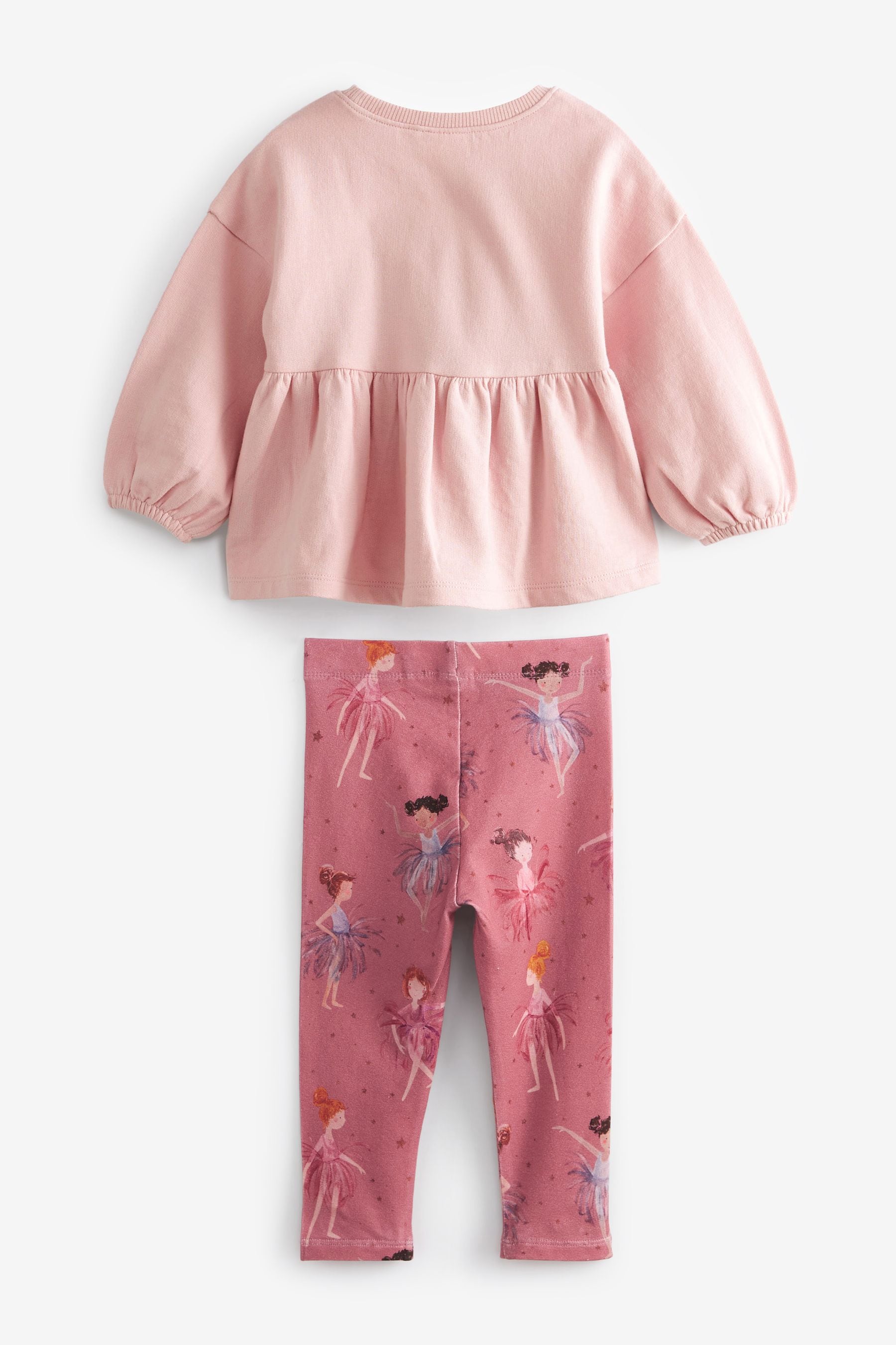 Mid Pink Long Sleeve Cotton Top and Legging Set (3mths-7yrs)