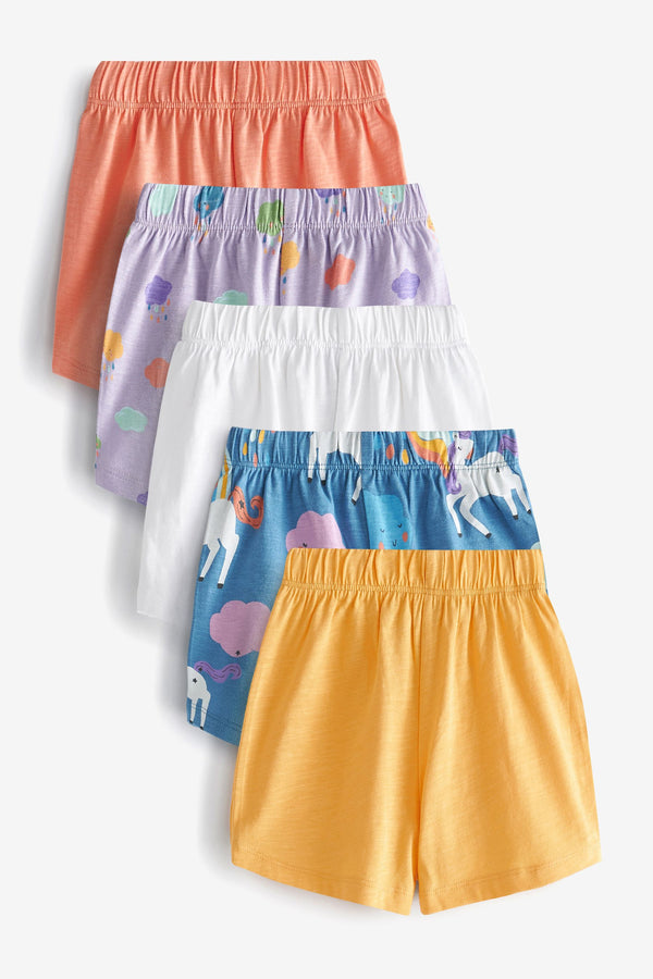 Blue/Yellow 5 Pack Unicorn Cotton Shorts (3mths-7yrs)