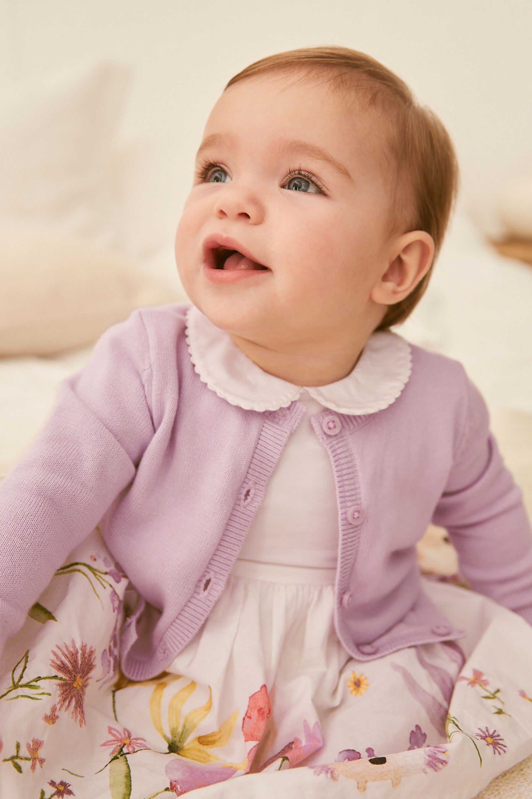 Lilac Purple Knit Baby Cardigan (0mths-2yrs)