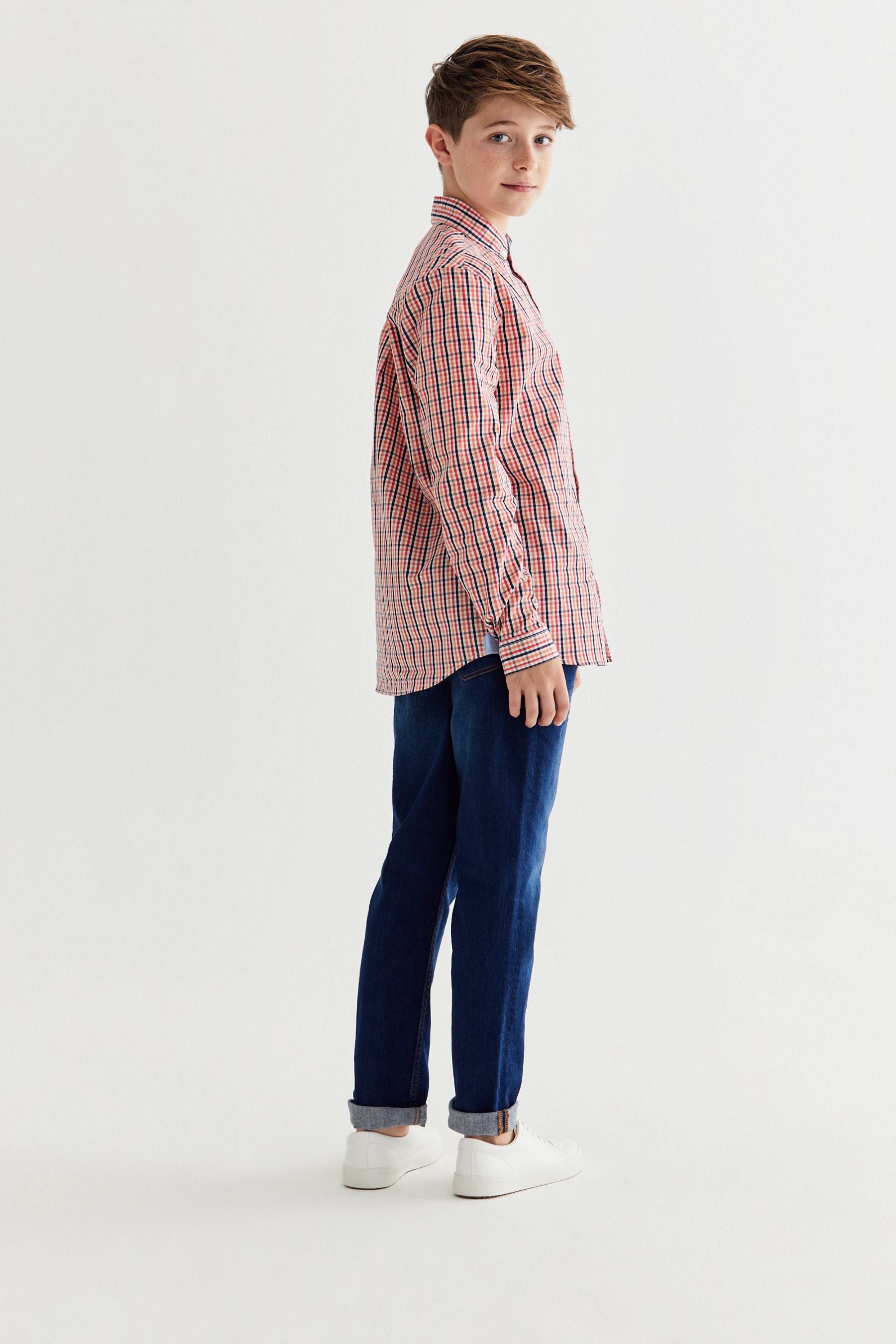 Red Gingham Long Sleeve Shirt (3-16yrs)