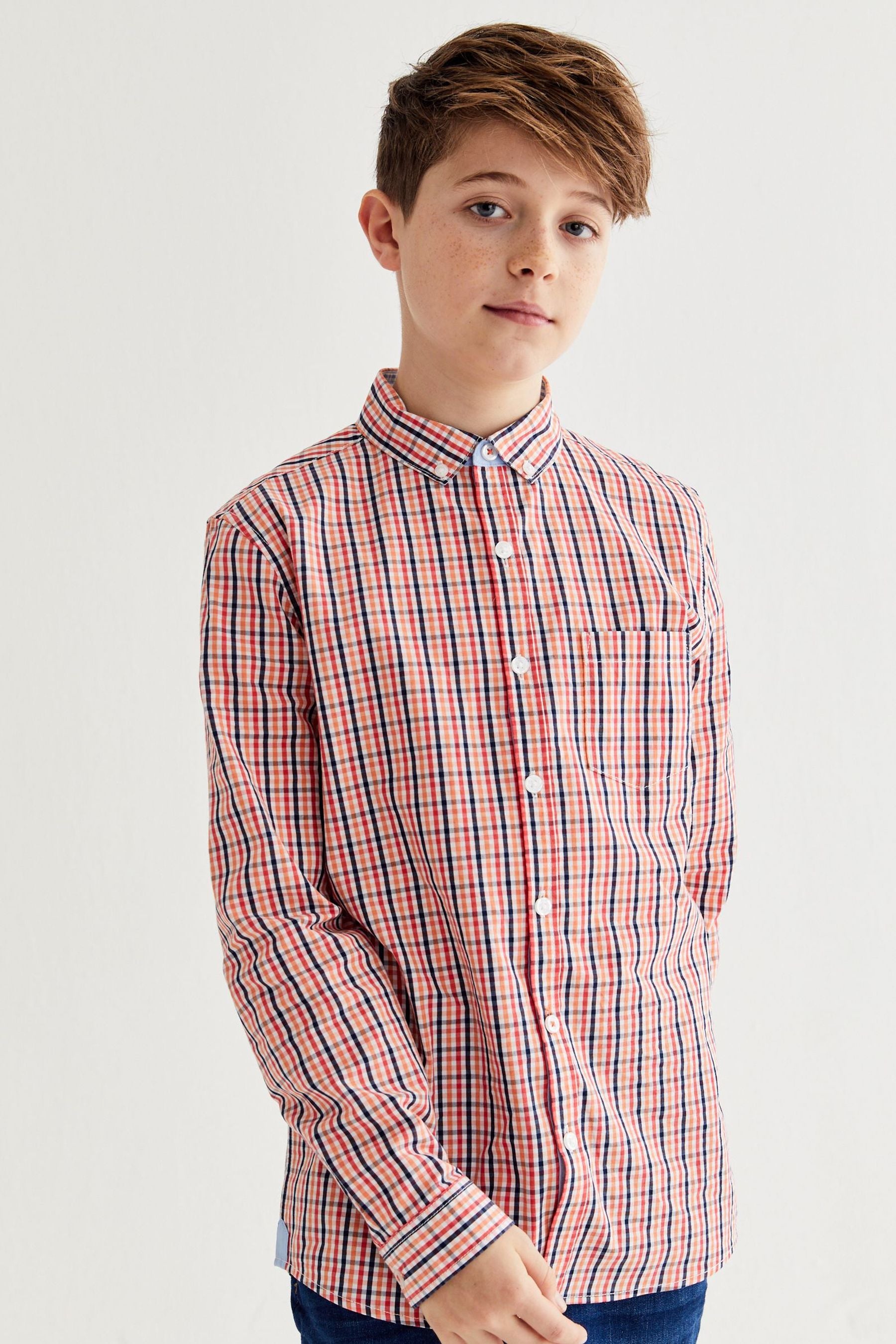 Red Gingham Long Sleeve Shirt (3-16yrs)