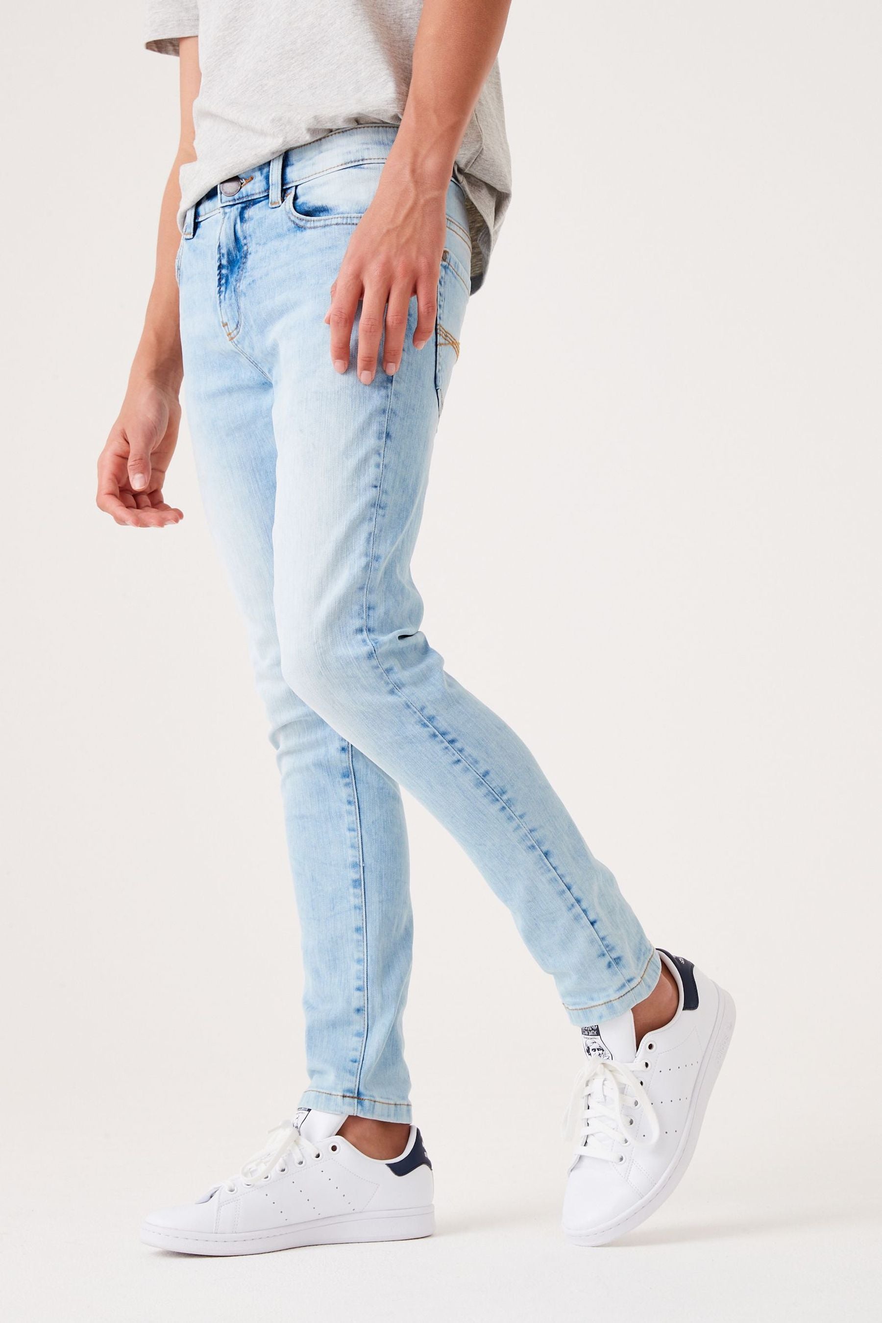 Blue Bleach Cotton Rich Stretch Jeans (3-17yrs)