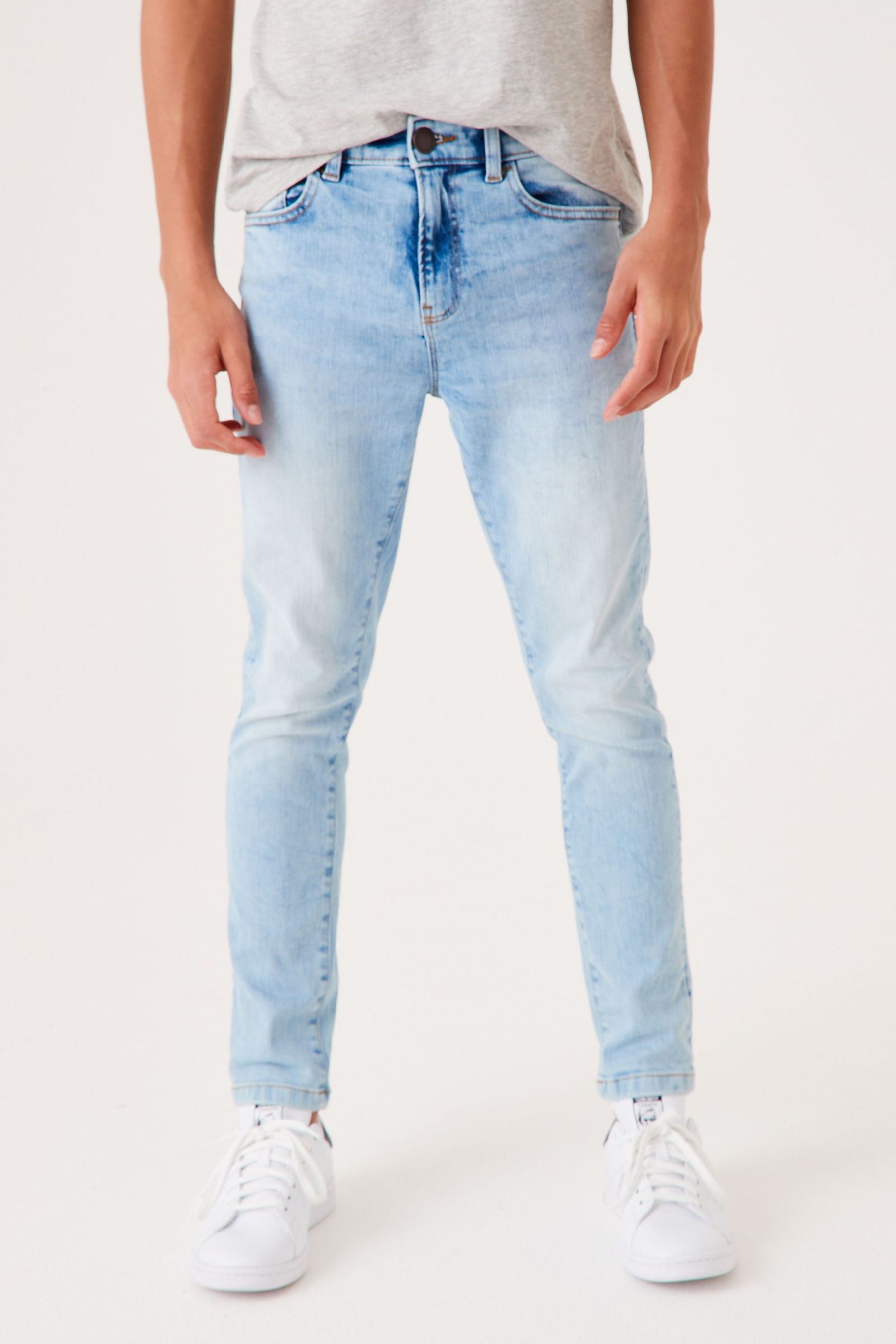 Blue Bleach Cotton Rich Stretch Jeans (3-17yrs)