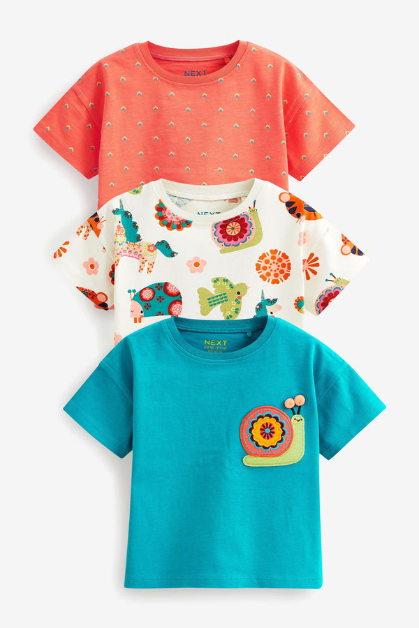 Orange Short Sleeve T-Shirts 3 Pack (3mths-7yrs)