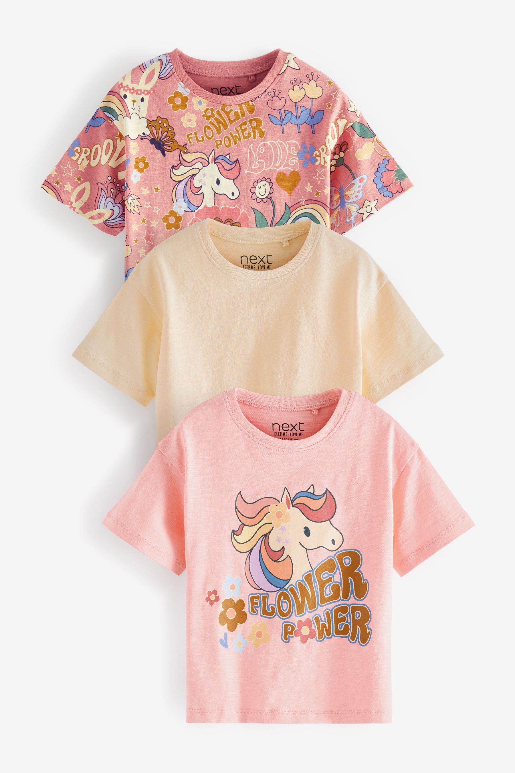 PInk/Yellow Retro 3 Pack T-Shirts (3mths-7yrs)