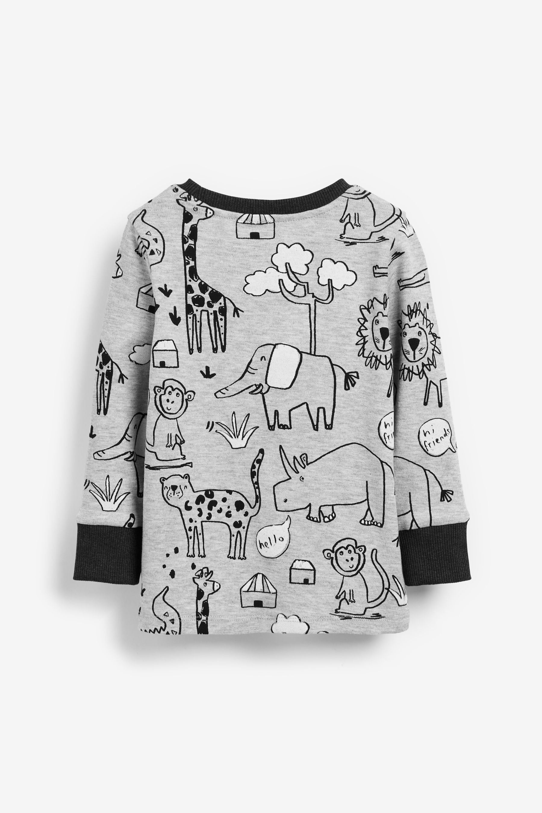 Black/White Wild Animals Snuggle Pyjamas 3 Pack (9mths-12yrs)