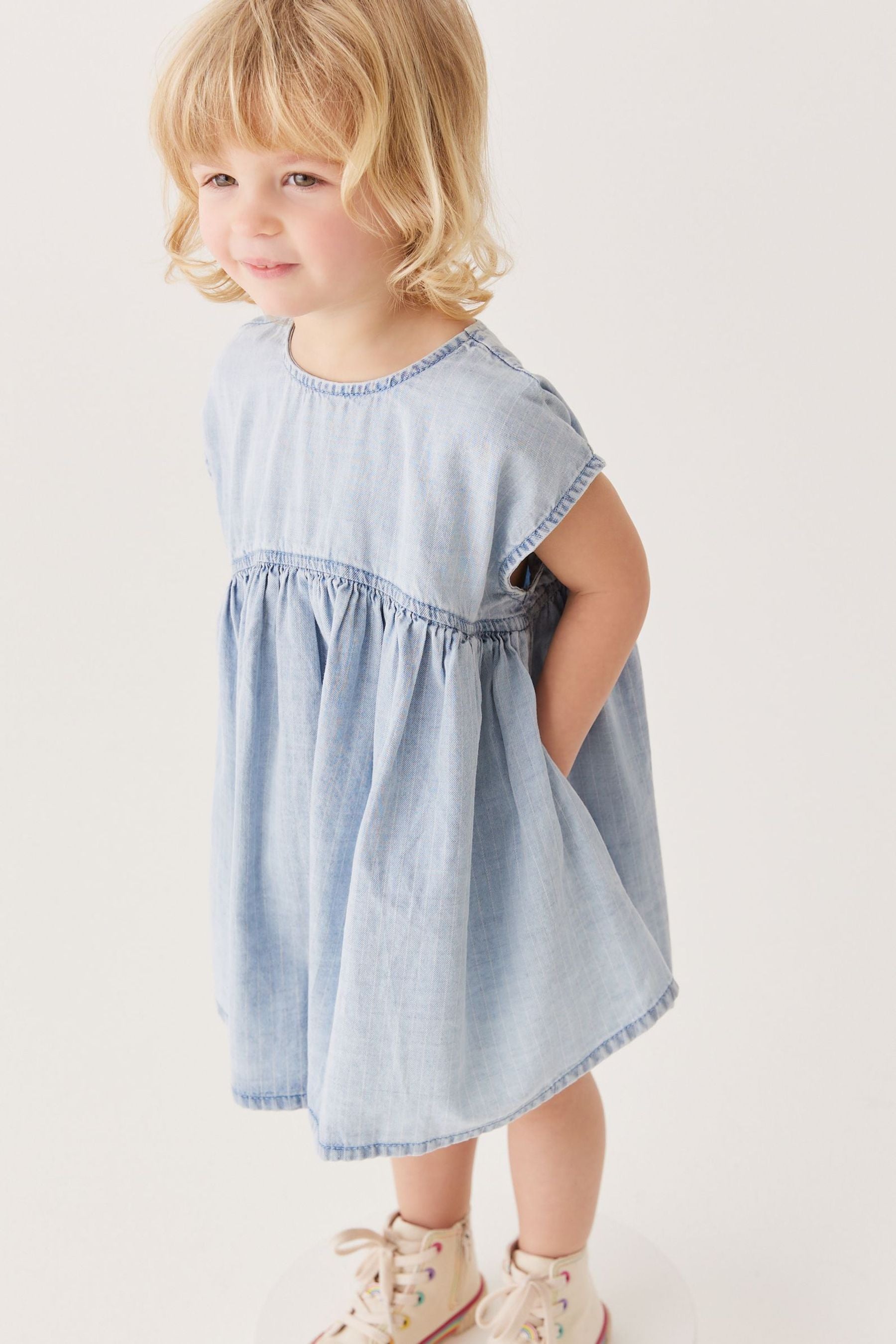 Blue Stripe Oversized Denim Dress (3mths-7yrs)