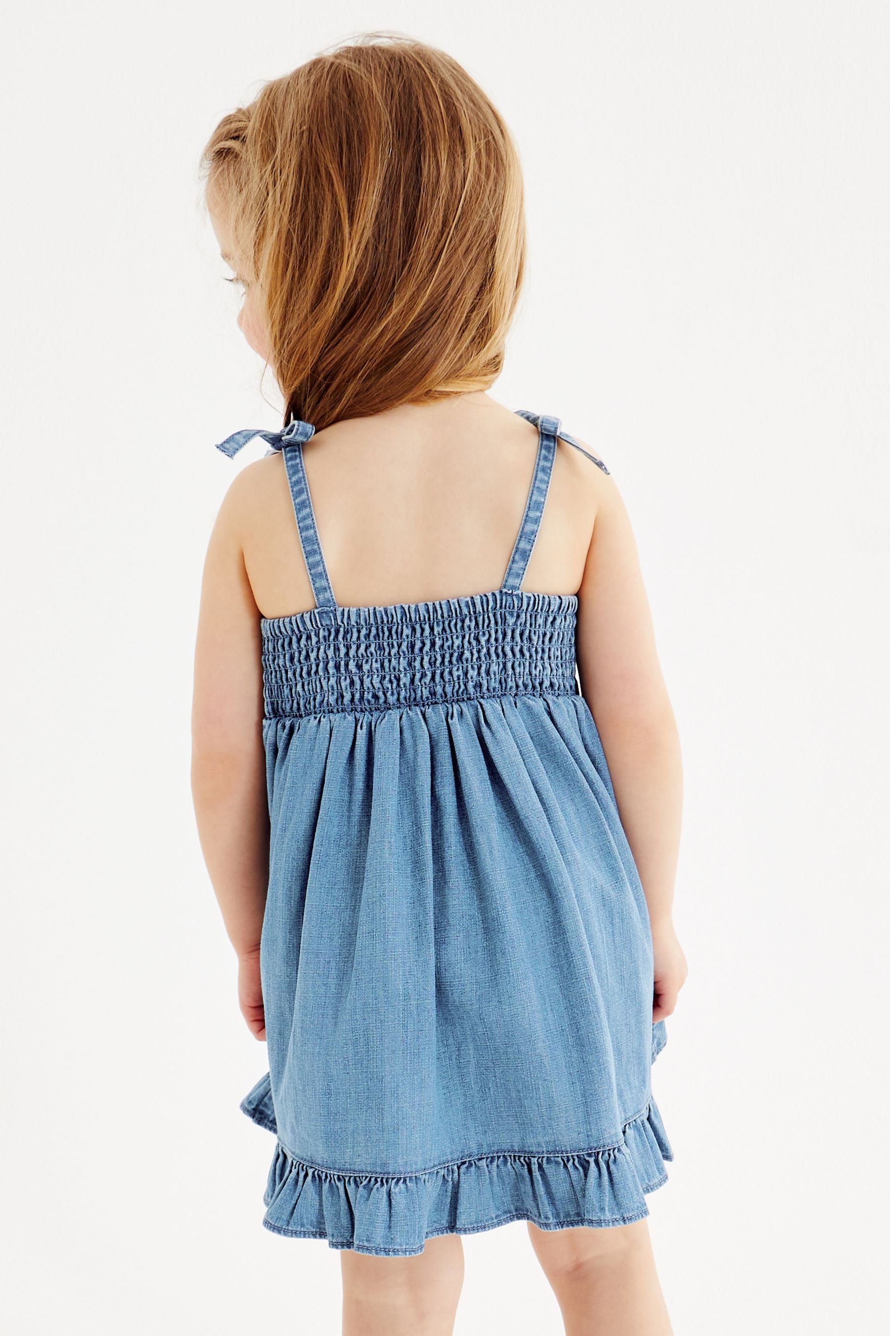 Blue Denim Patchwork Flower Dress (3mths-7yrs)