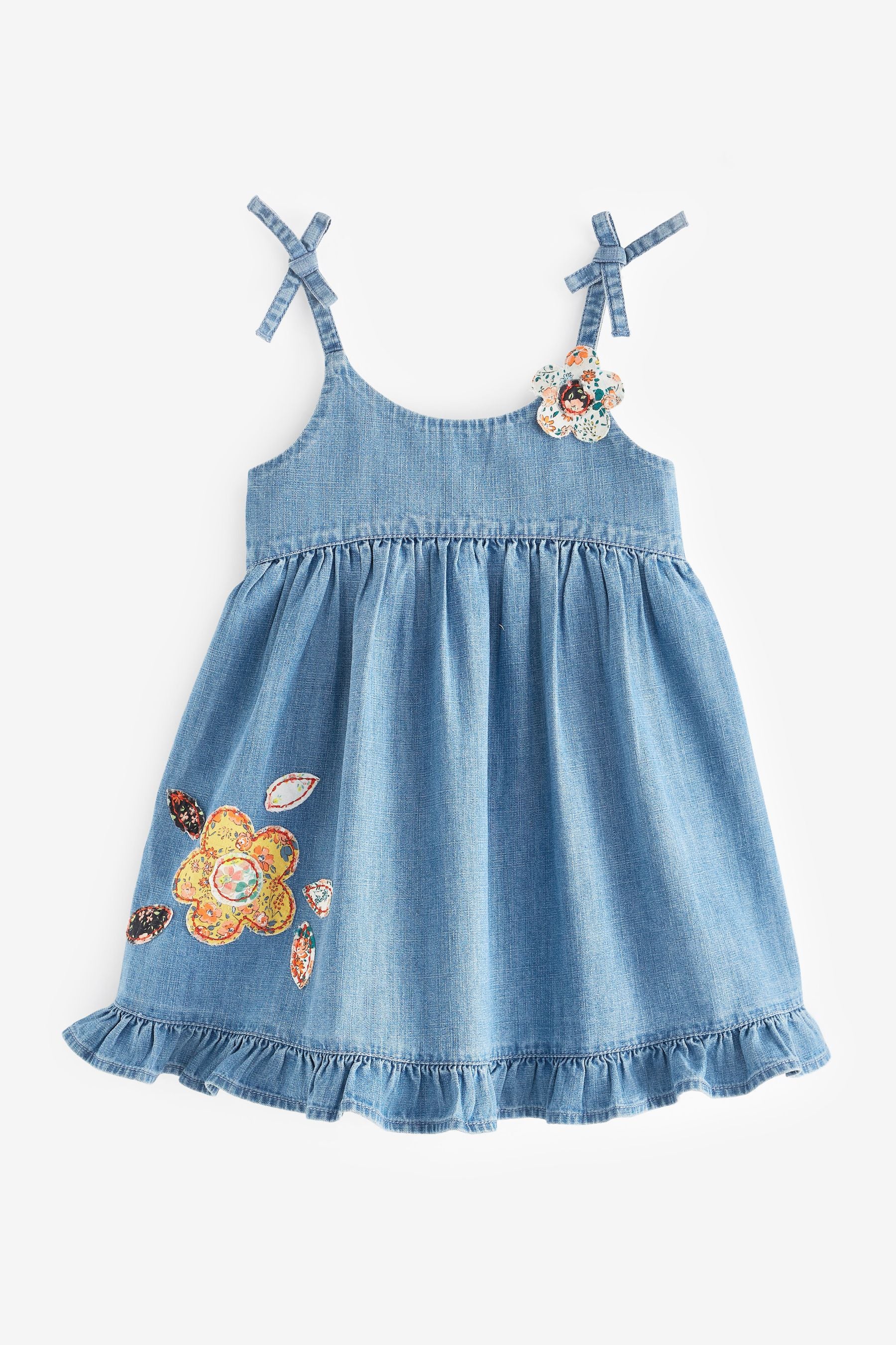 Blue Denim Patchwork Flower Dress (3mths-7yrs)