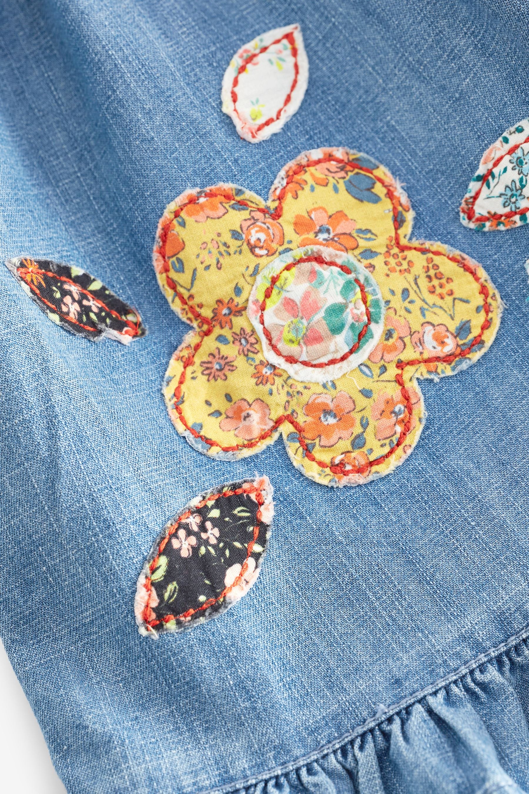 Blue Denim Patchwork Flower Dress (3mths-7yrs)