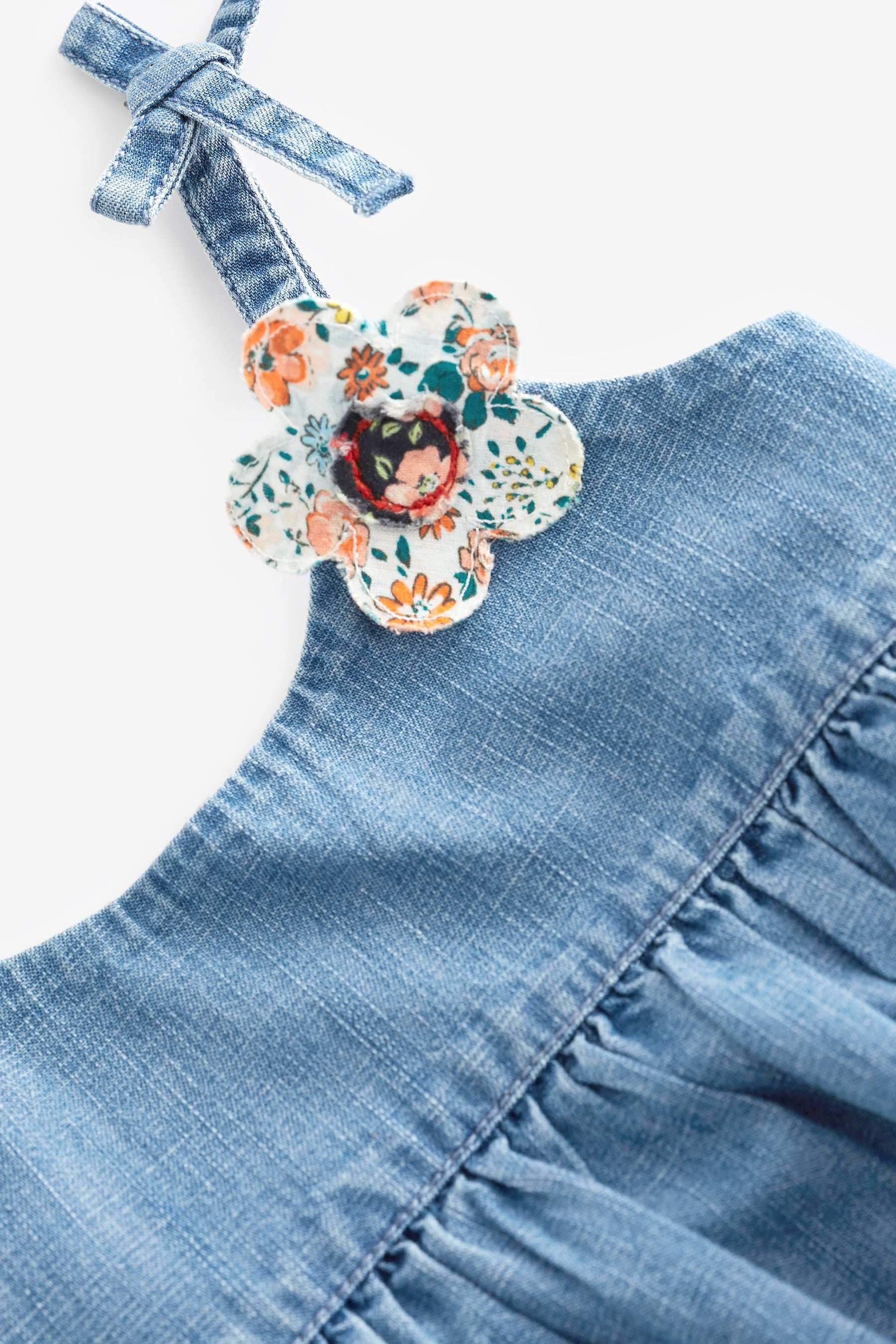 Blue Denim Patchwork Flower Dress (3mths-7yrs)