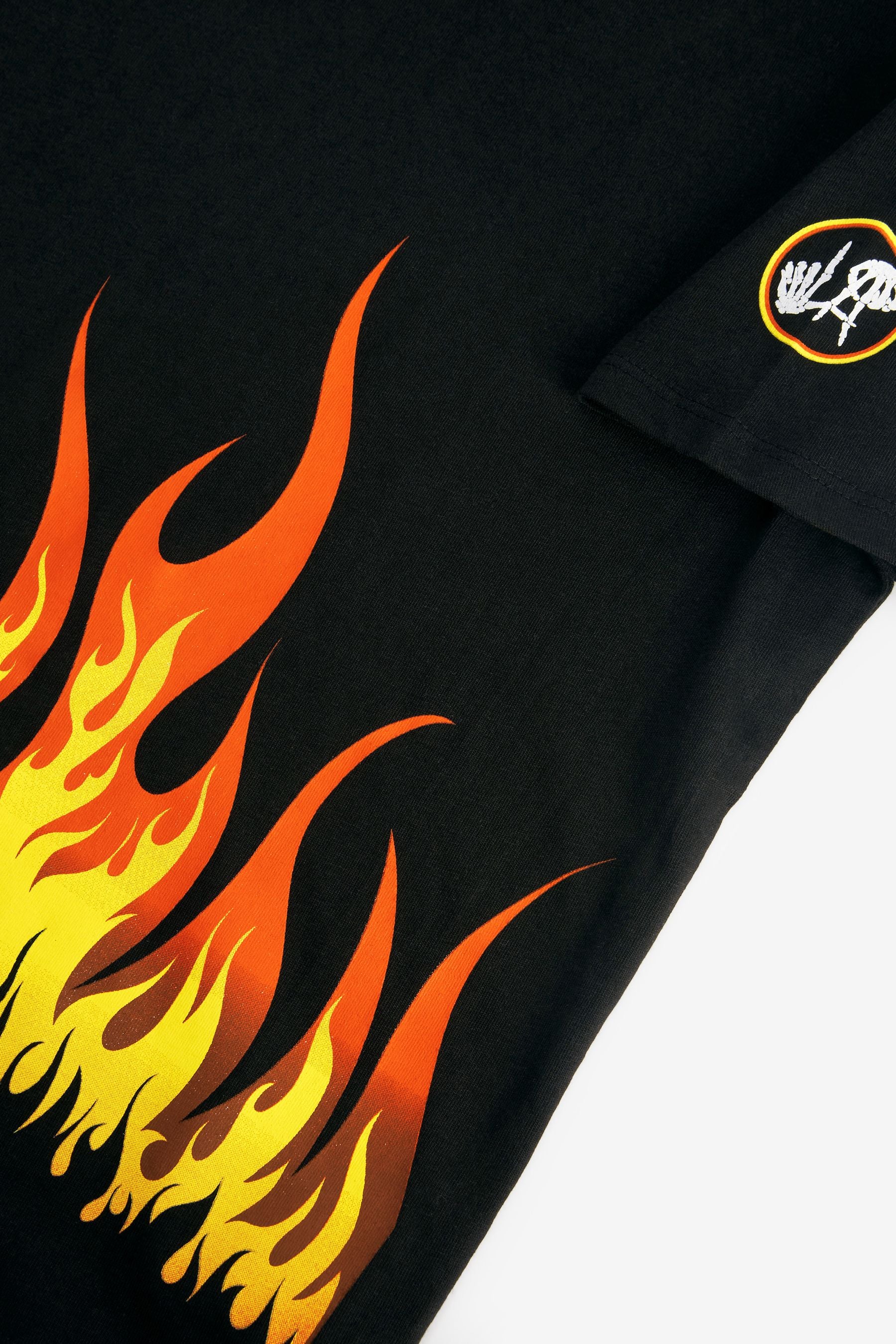 Black Flames Short Sleeve Graphic T-Shirt (3-16yrs)