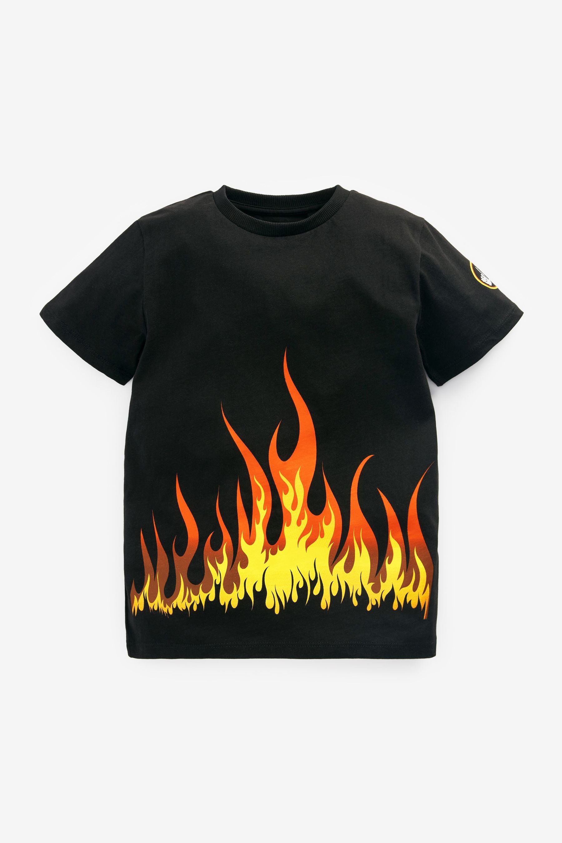 Black Flames Short Sleeve Graphic T-Shirt (3-16yrs)