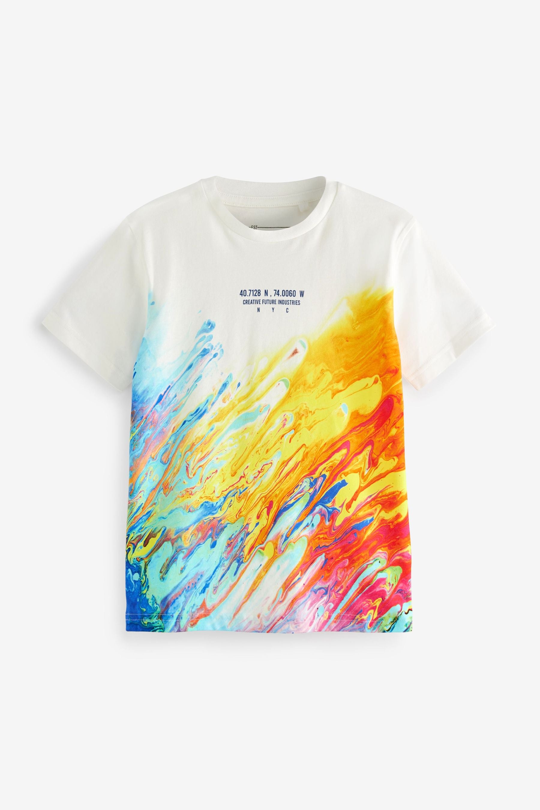 White Rainbow Marble All Over Print T-Shirt (3-16yrs)