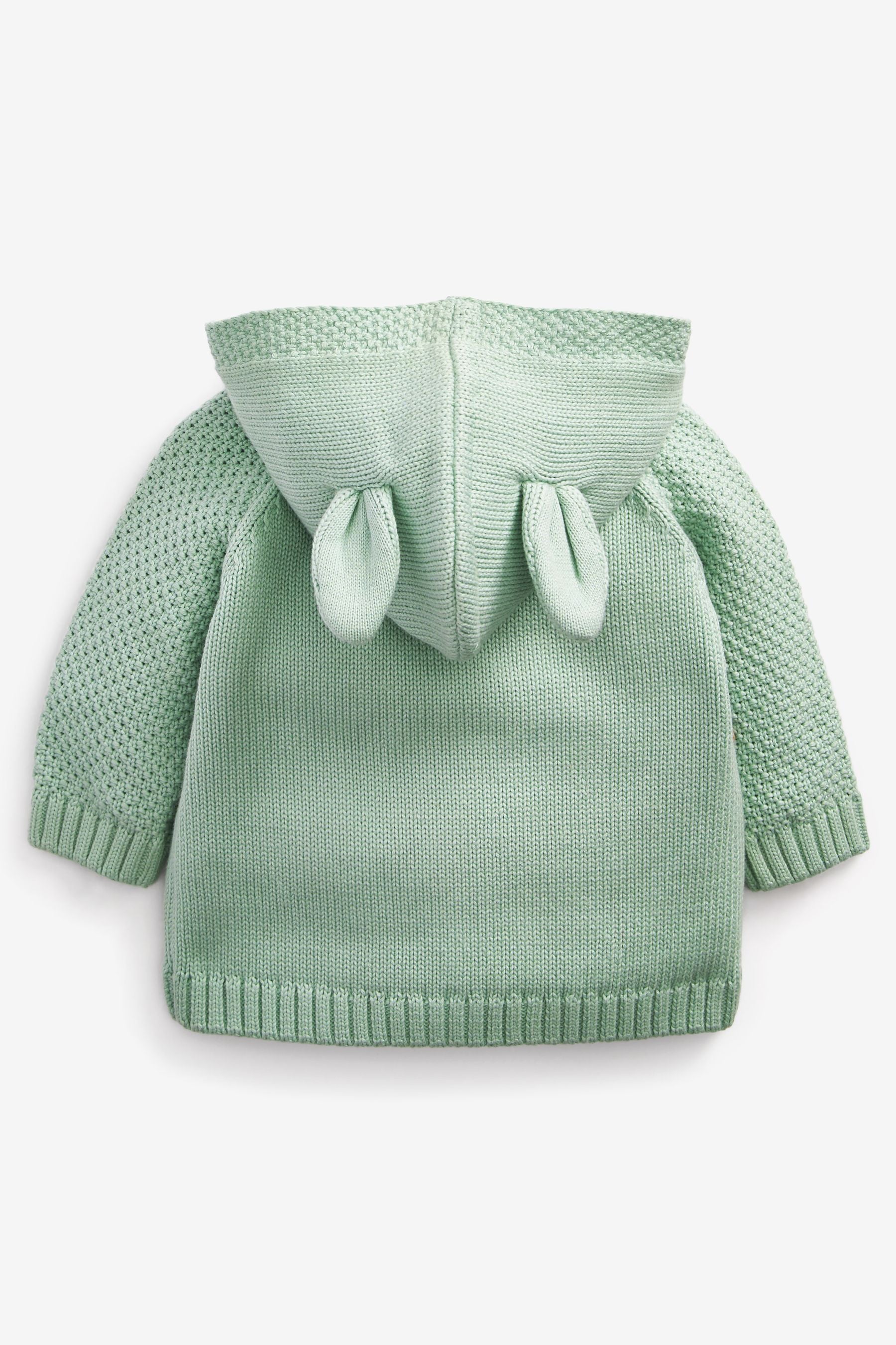 Teal Blue Baby Embroidered Hooded Cardigan (0mths-2yrs)