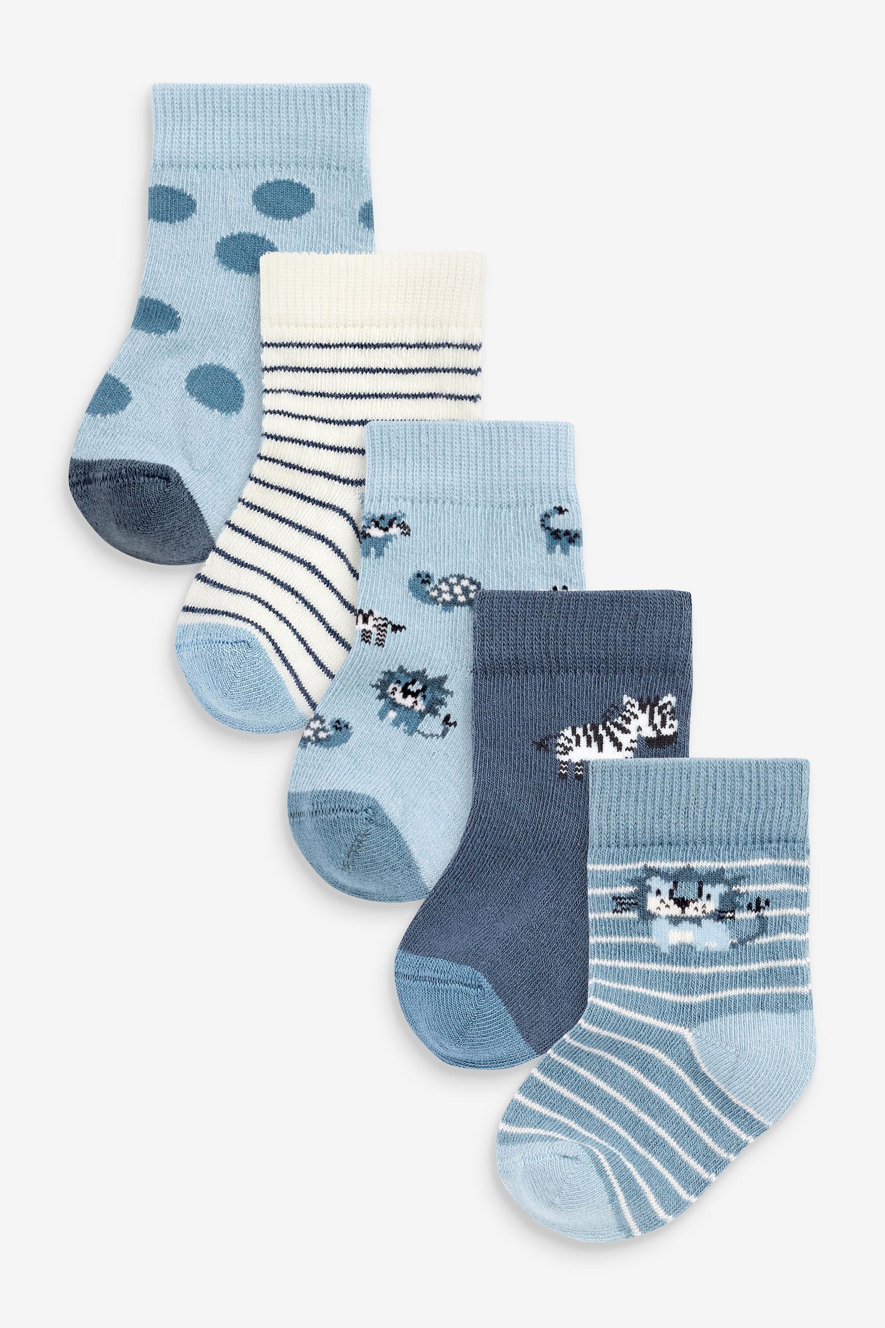 Blue Lion 5 Pack Baby Socks (0mths-2yrs)