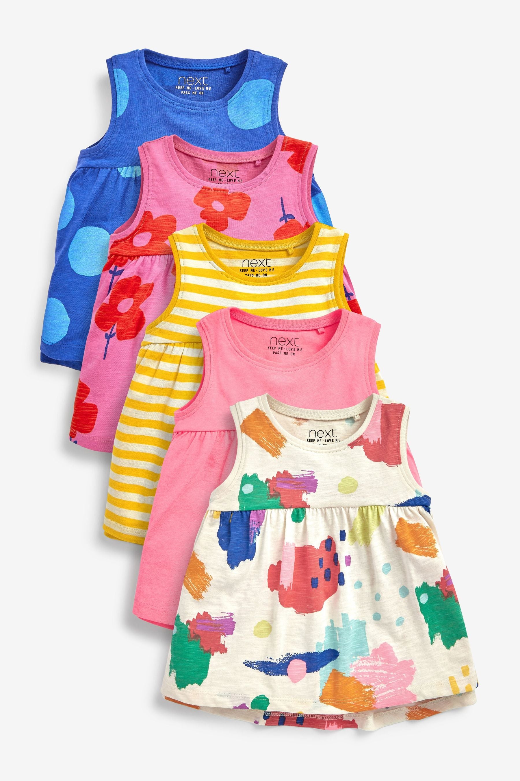 Bright Shapes 5 Pack Jersey Vests (3mths-7yrs)