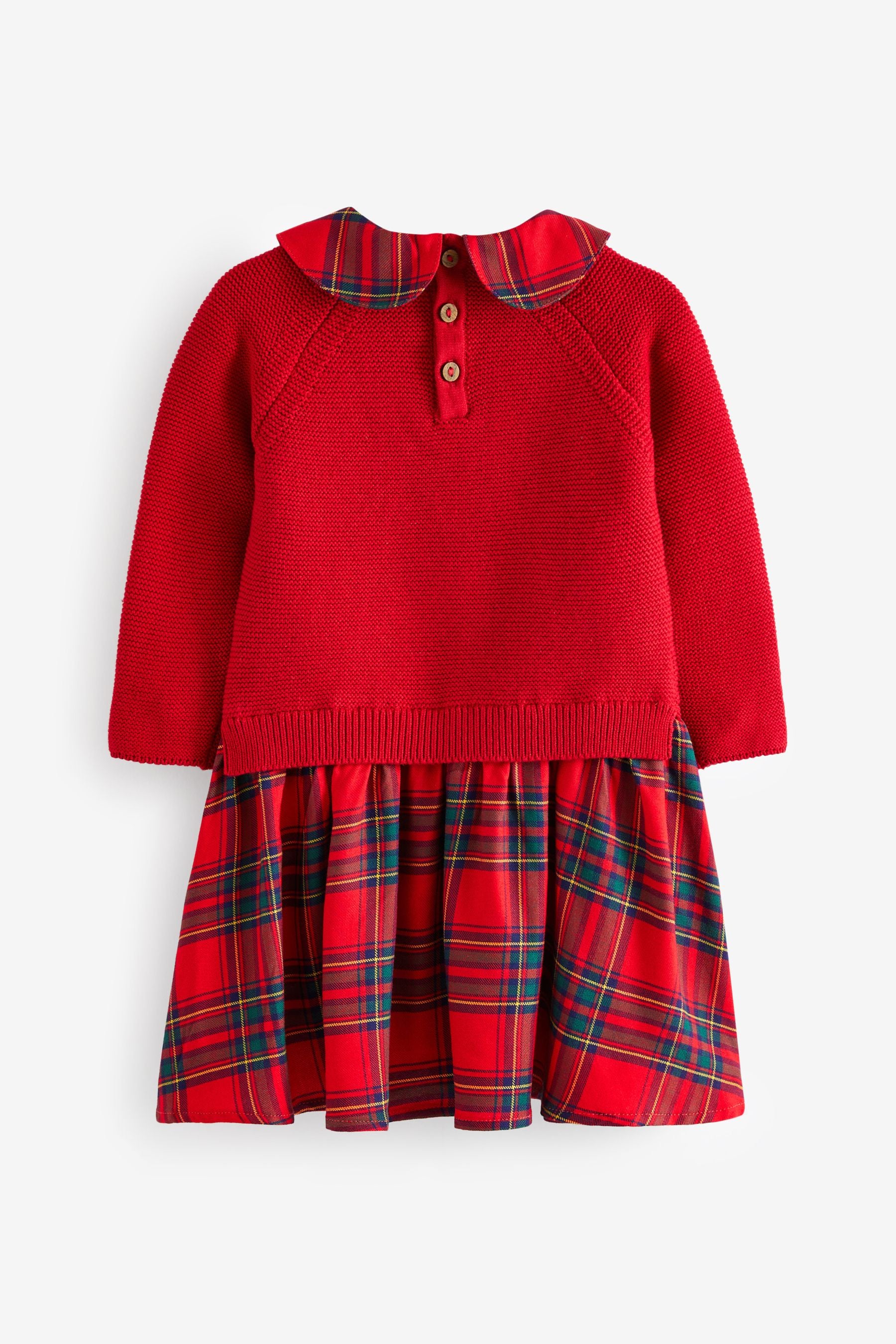 Red Check Woven Knit Mix Dress (3mths-7yrs)