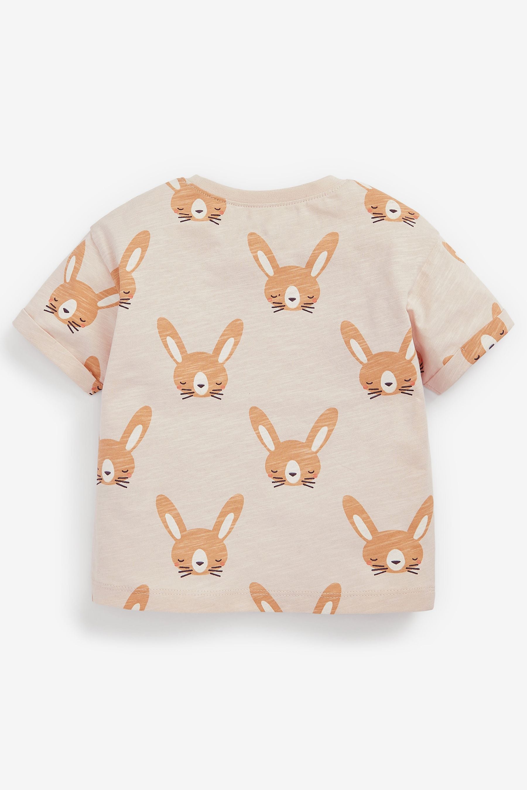 Neutral Bunny All Over Print Short Sleeve Cotton T-Shirt (3mths-7yrs)