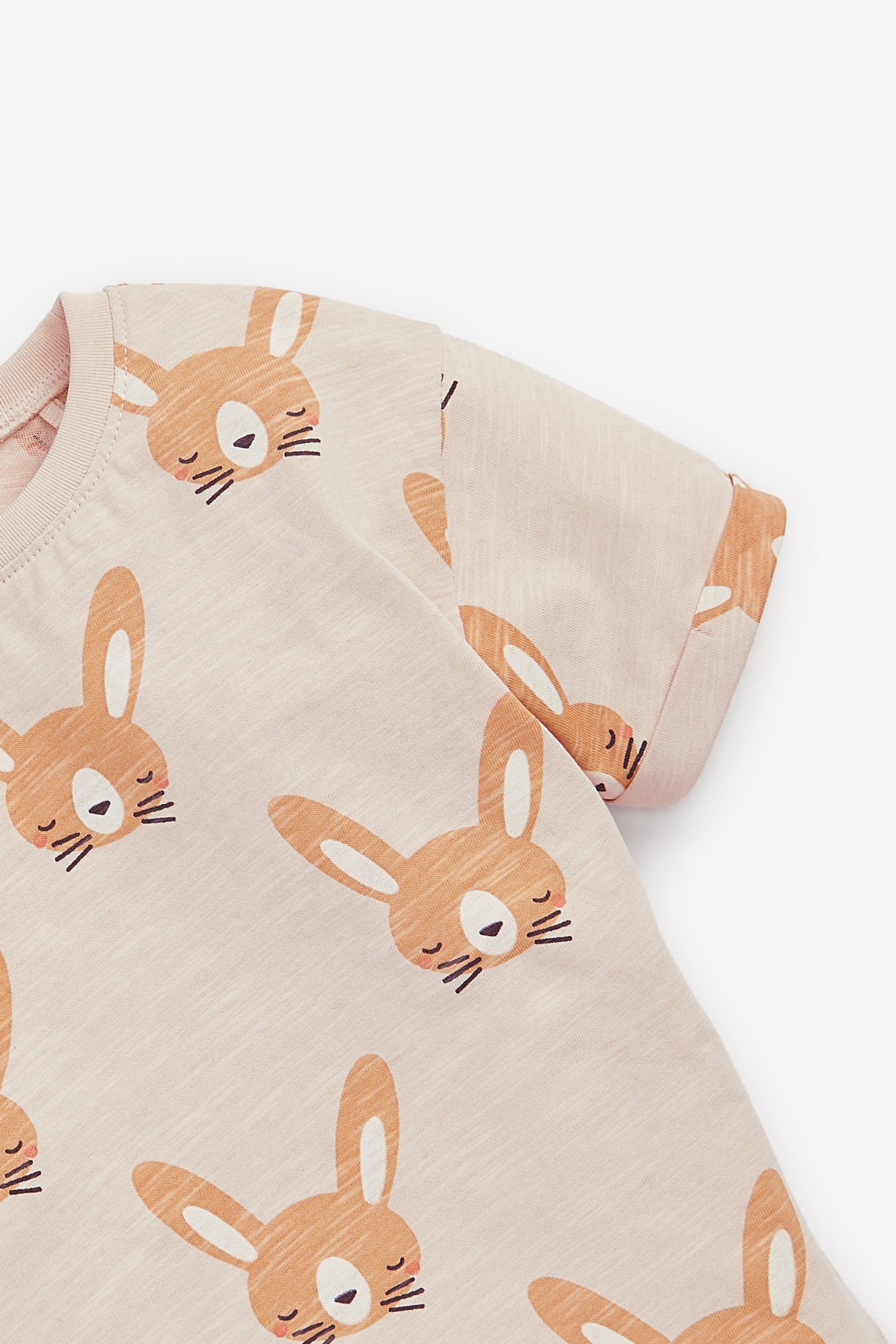 Neutral Bunny All Over Print Short Sleeve Cotton T-Shirt (3mths-7yrs)