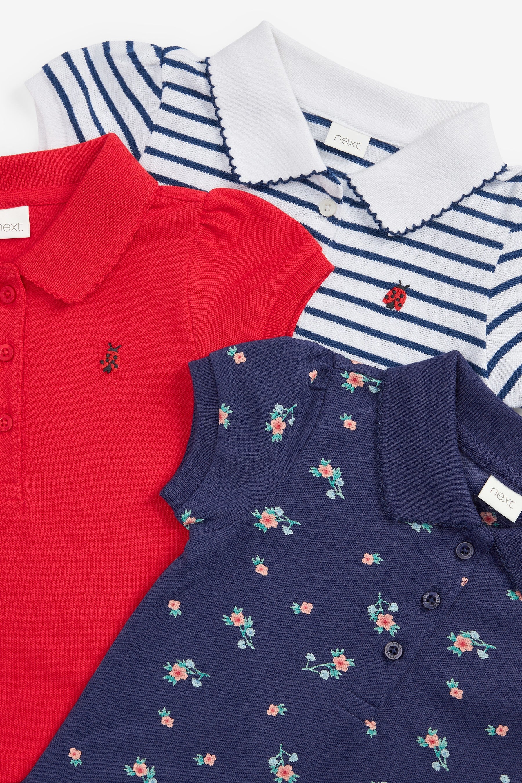 Jubilee Navy Blue/Red/White 3 Pack Polo Tops (3mths-7yrs)