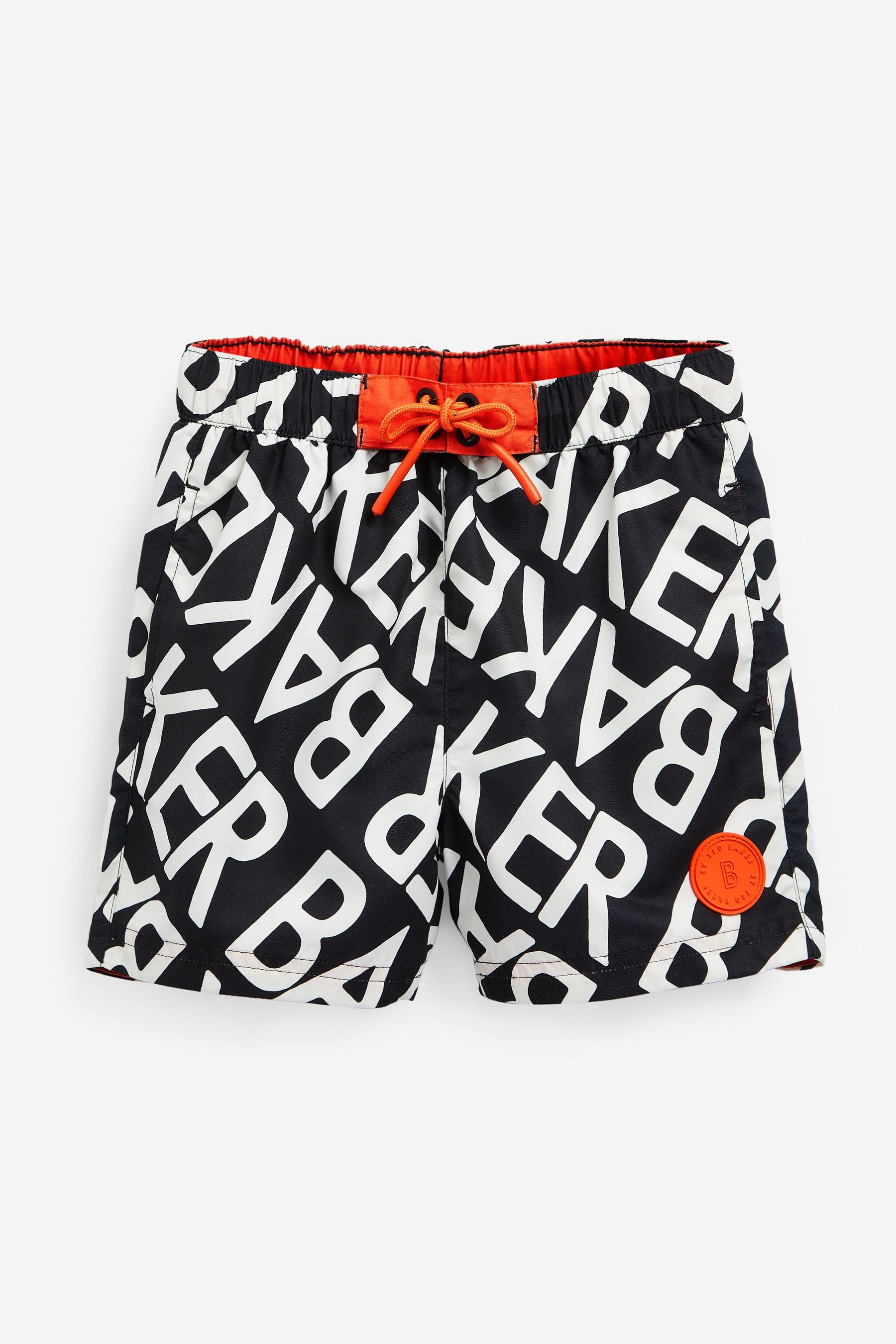 Black Baker by Ted Baker Black Letter Print Swim Shorts