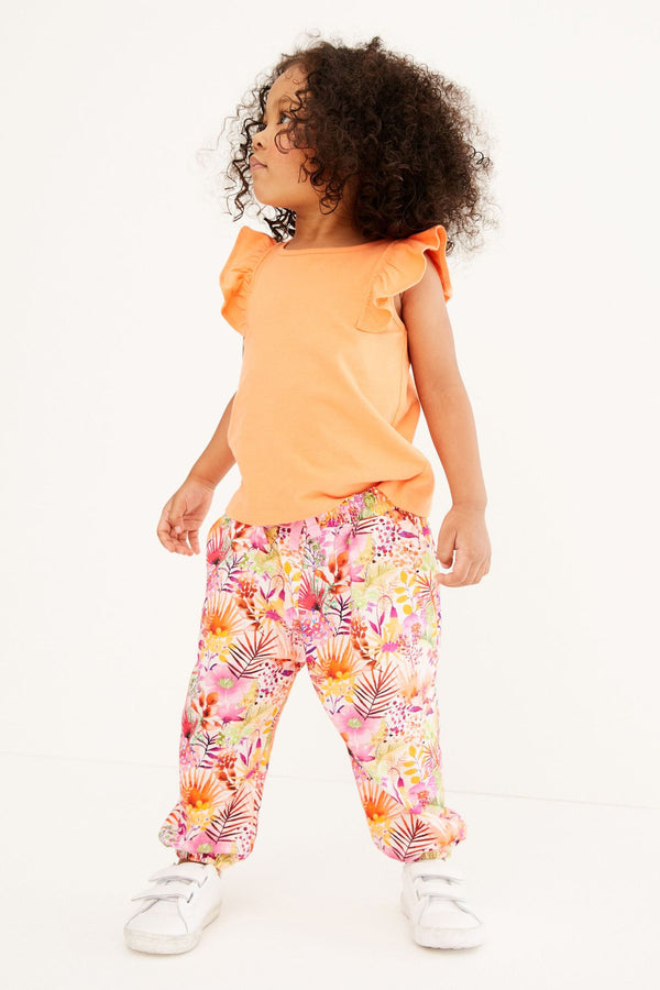 Bright Pink Tropical Jersey Trousers (3mths-7yrs)