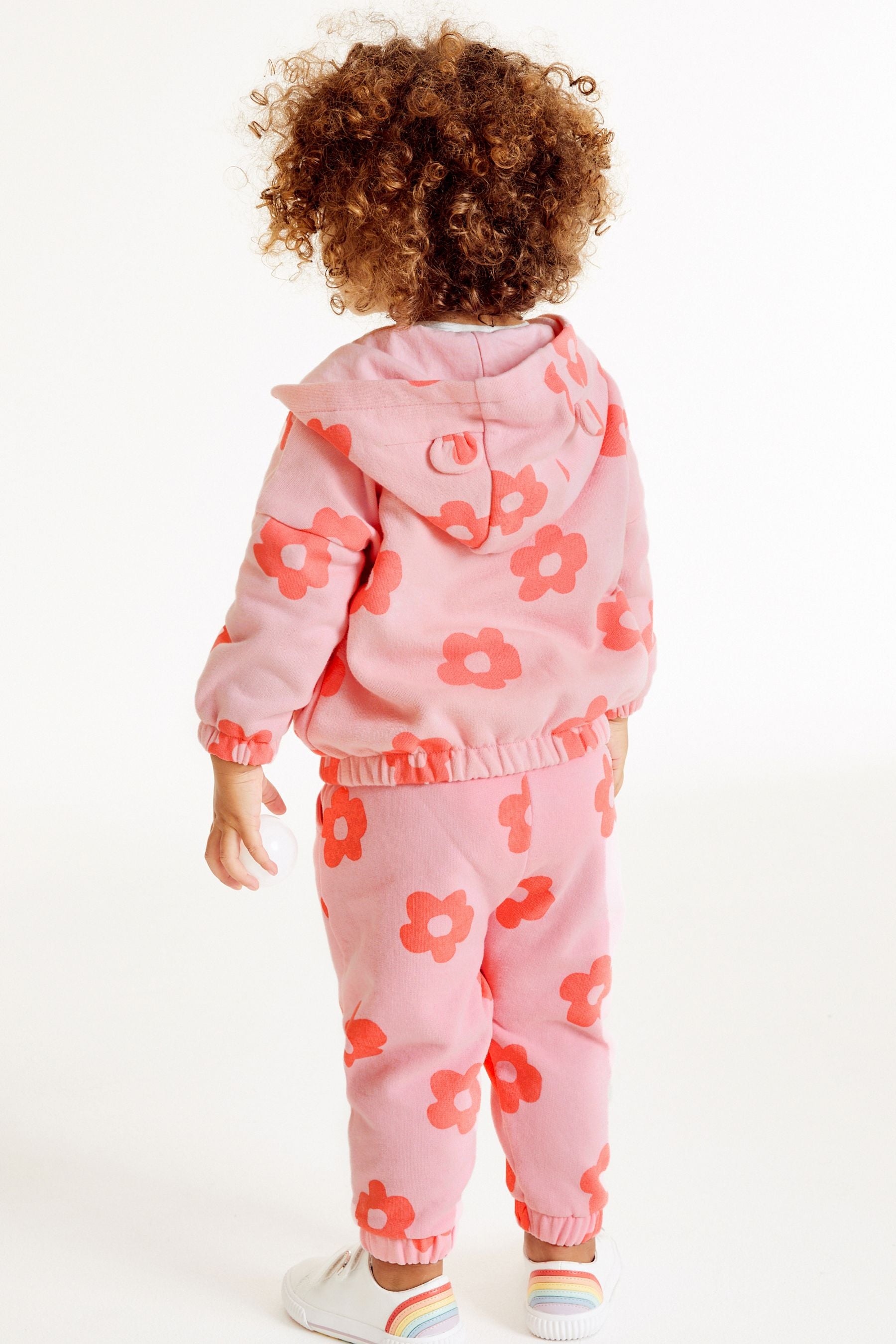 Pink Retro Flower Jersey Zip Through Hoodie (3mths-7yrs)