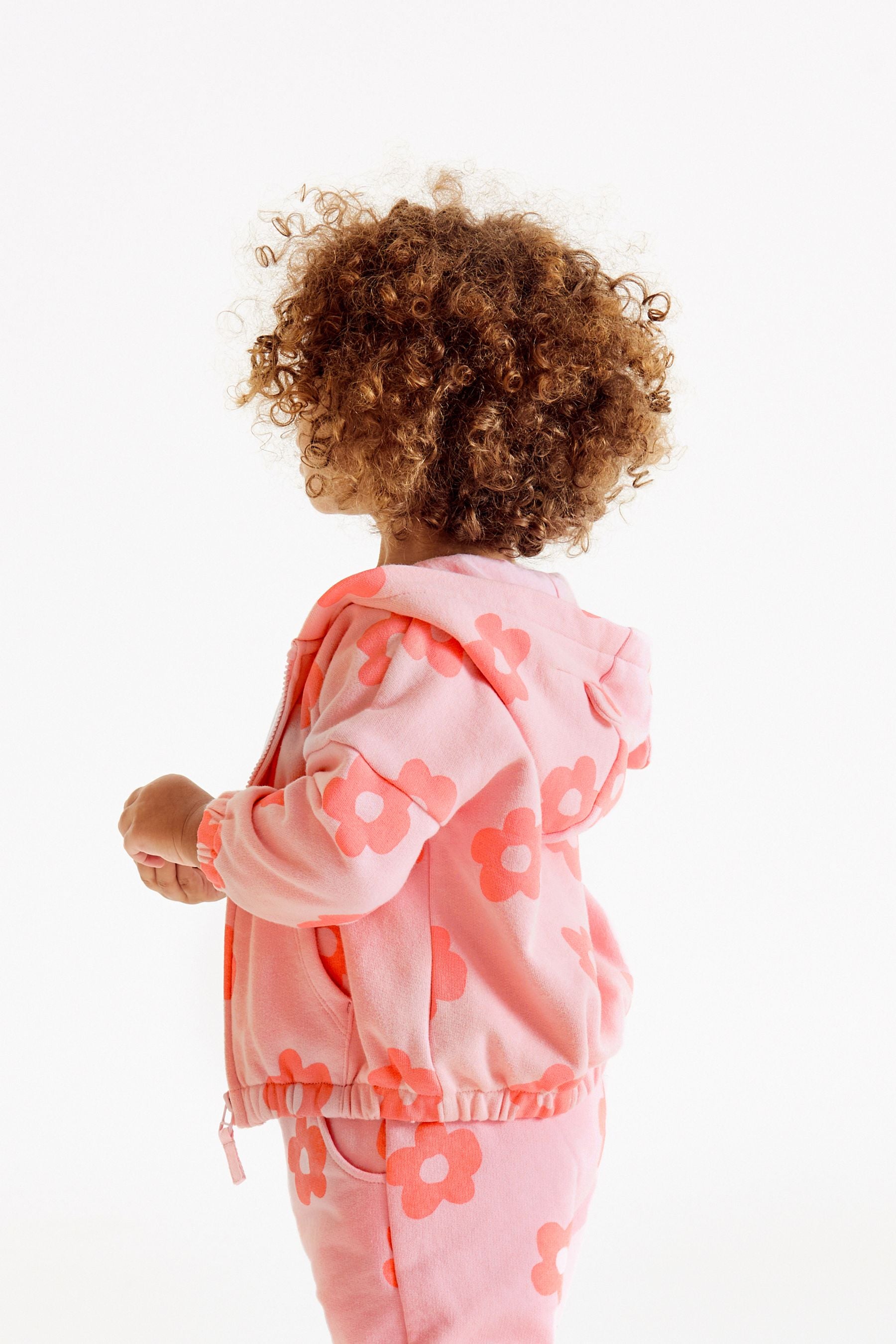 Pink Retro Flower Jersey Zip Through Hoodie (3mths-7yrs)