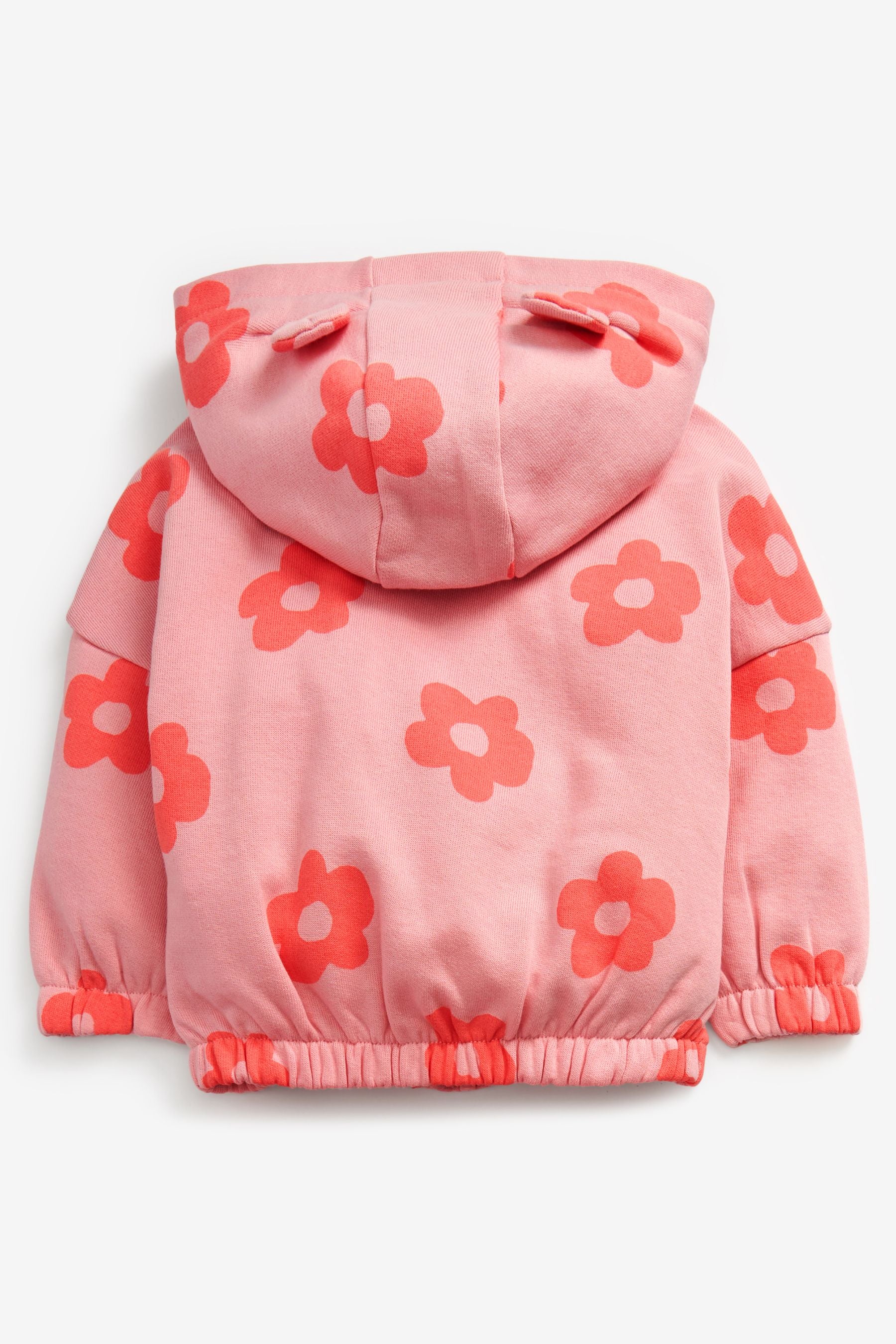 Pink Retro Flower Jersey Zip Through Hoodie (3mths-7yrs)