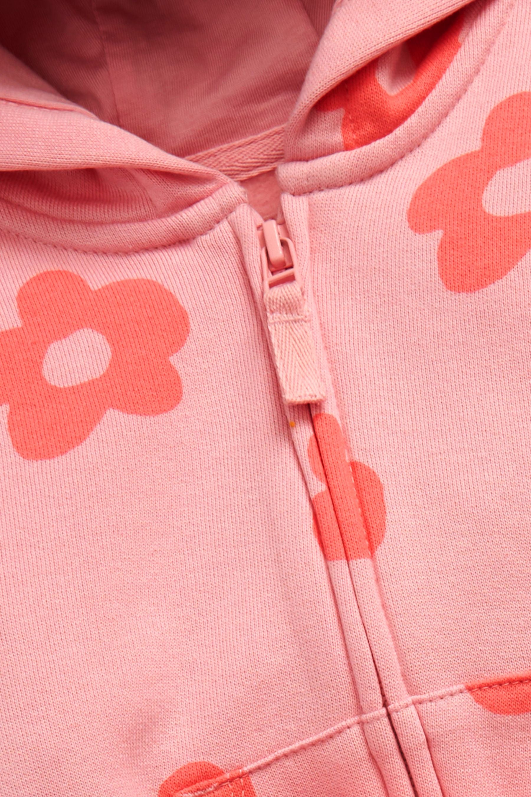 Pink Retro Flower Jersey Zip Through Hoodie (3mths-7yrs)