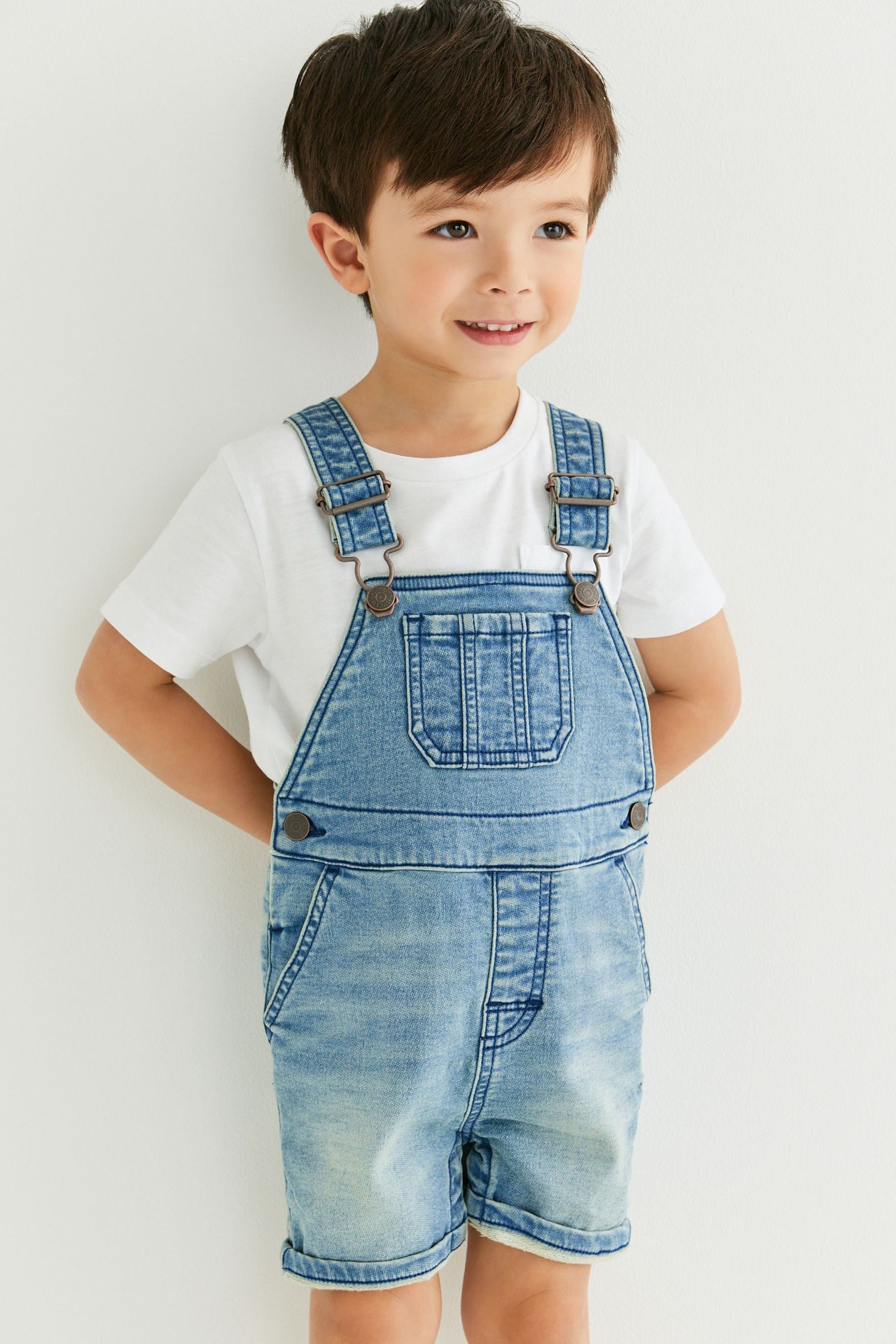 Mid Blue Jersey Denim Dungarees (3mths-7yrs)